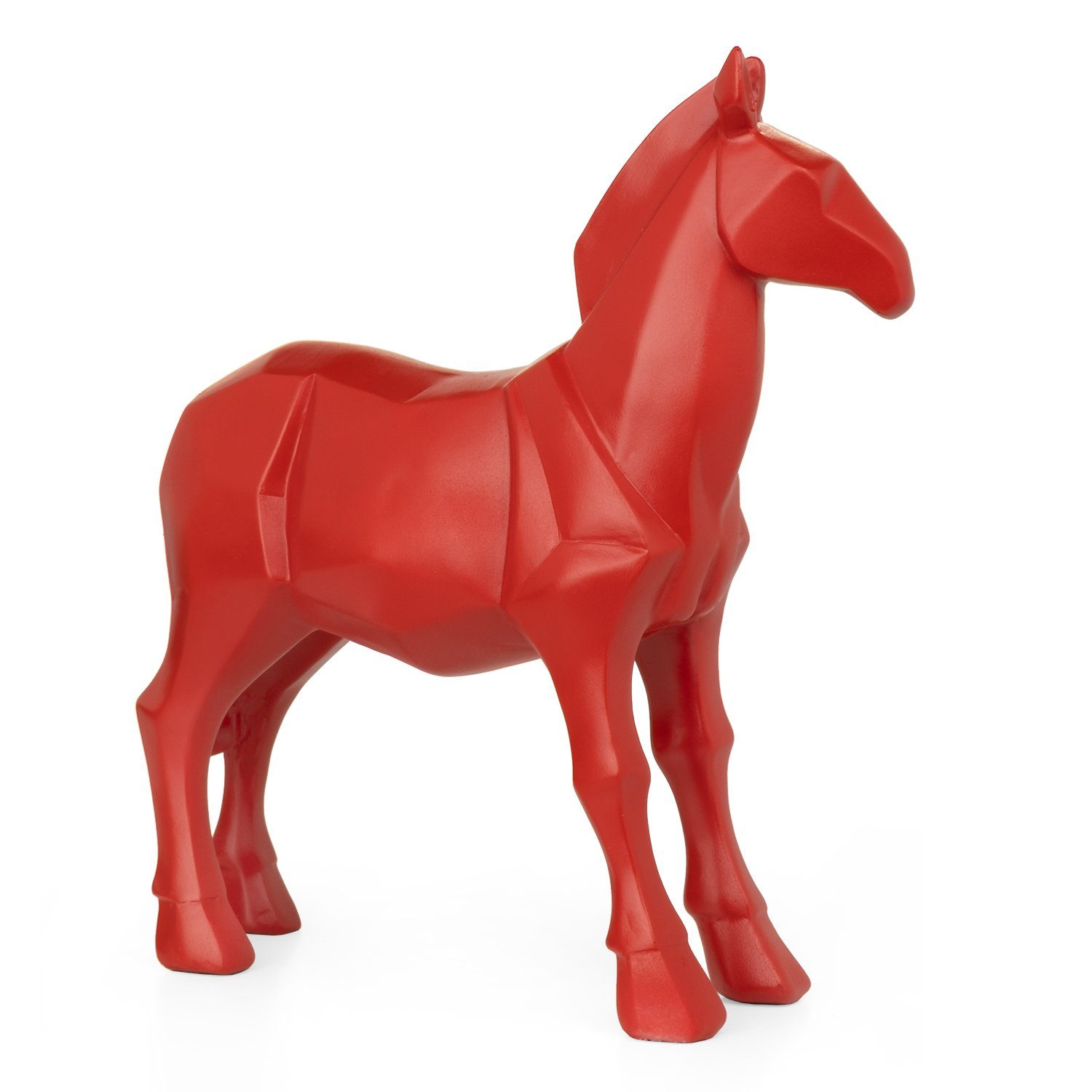 Dekofigur Deko Polygonal TierFigur Modern rot, Geometrische Moritz Geschenk Figuren Polyresin Skulptur Pferd