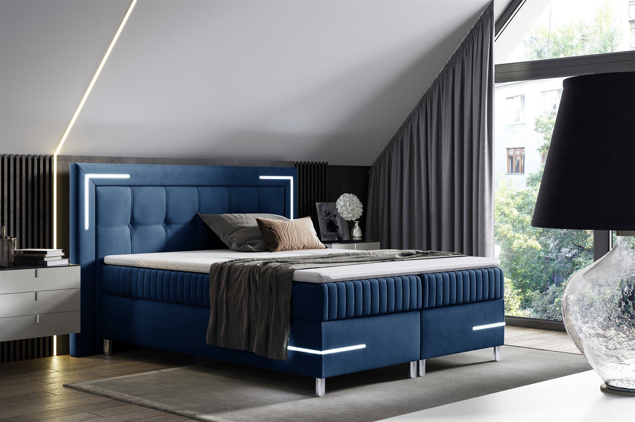 Fun Möbel Boxspringbett Schlafzimmerbett AMORE Nr.1 in Stoff Fresh (inkl. B günstig online kaufen