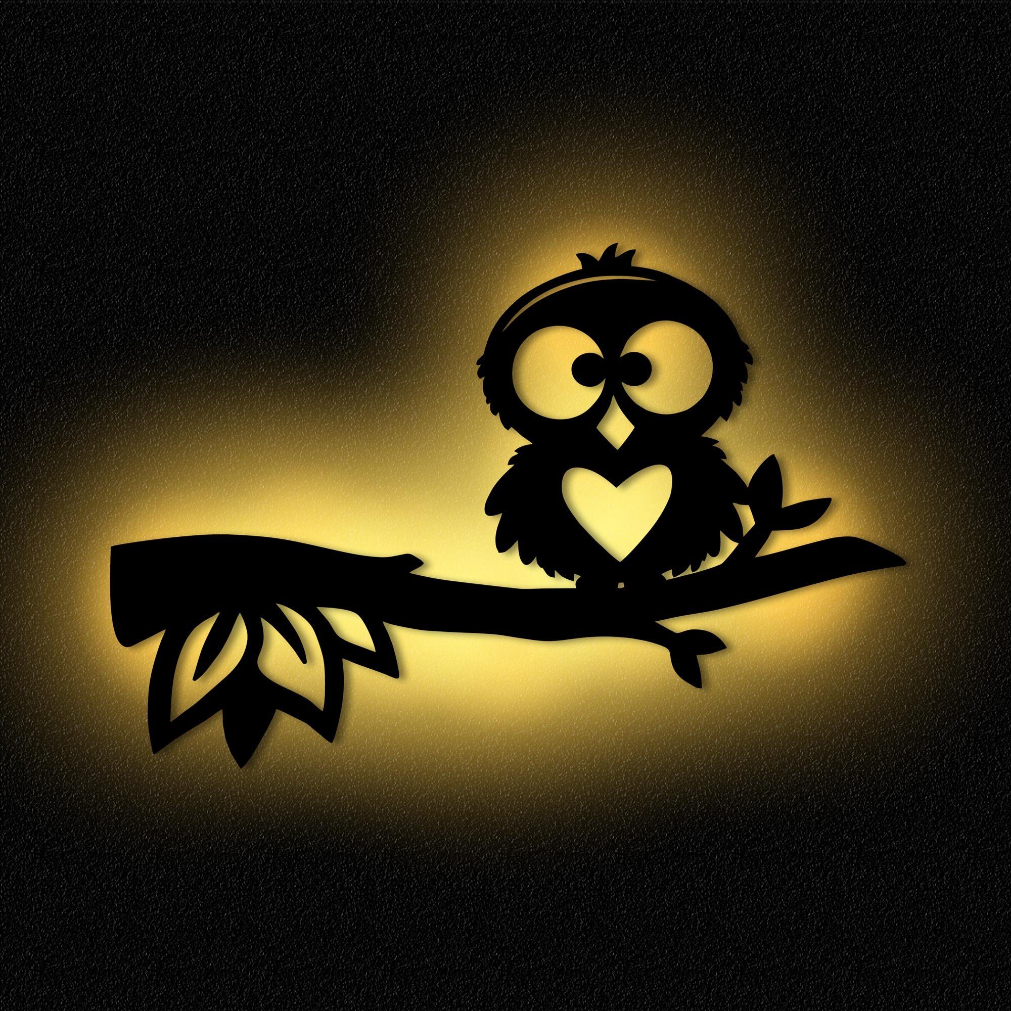 Namofactur LED Nachtlicht Eule auf Ast Nachtlicht Kinder Wandlampe Kinderzimmer I MDF Holz, LED fest integriert, Warmweiß