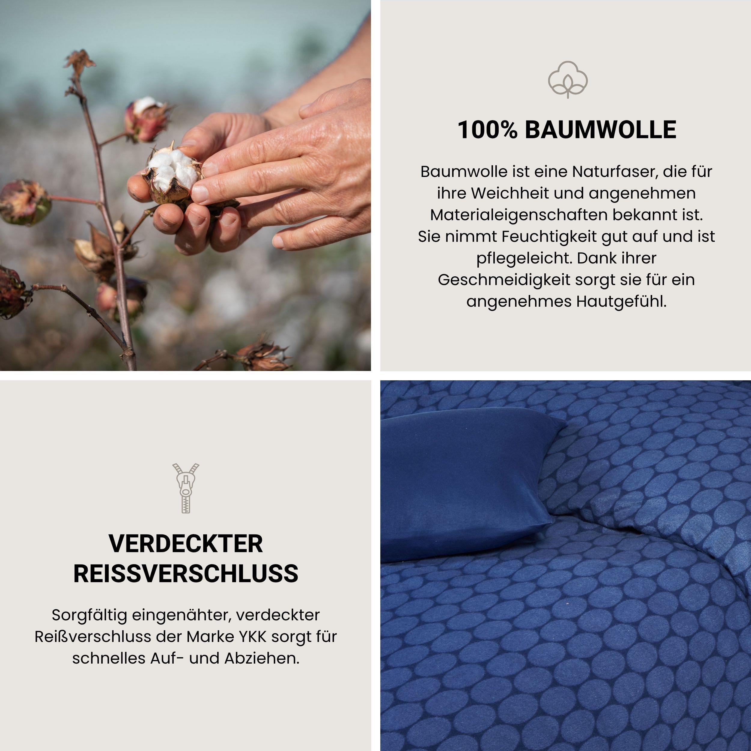 Schiesser Bettwäsche Drops aus wärmender Feinbiber-Qualität mit dezentem Grafikprint, Feinbiber, 2 teilig, OEKO-TEX® MADE IN GREEN – Bild 3 von 5