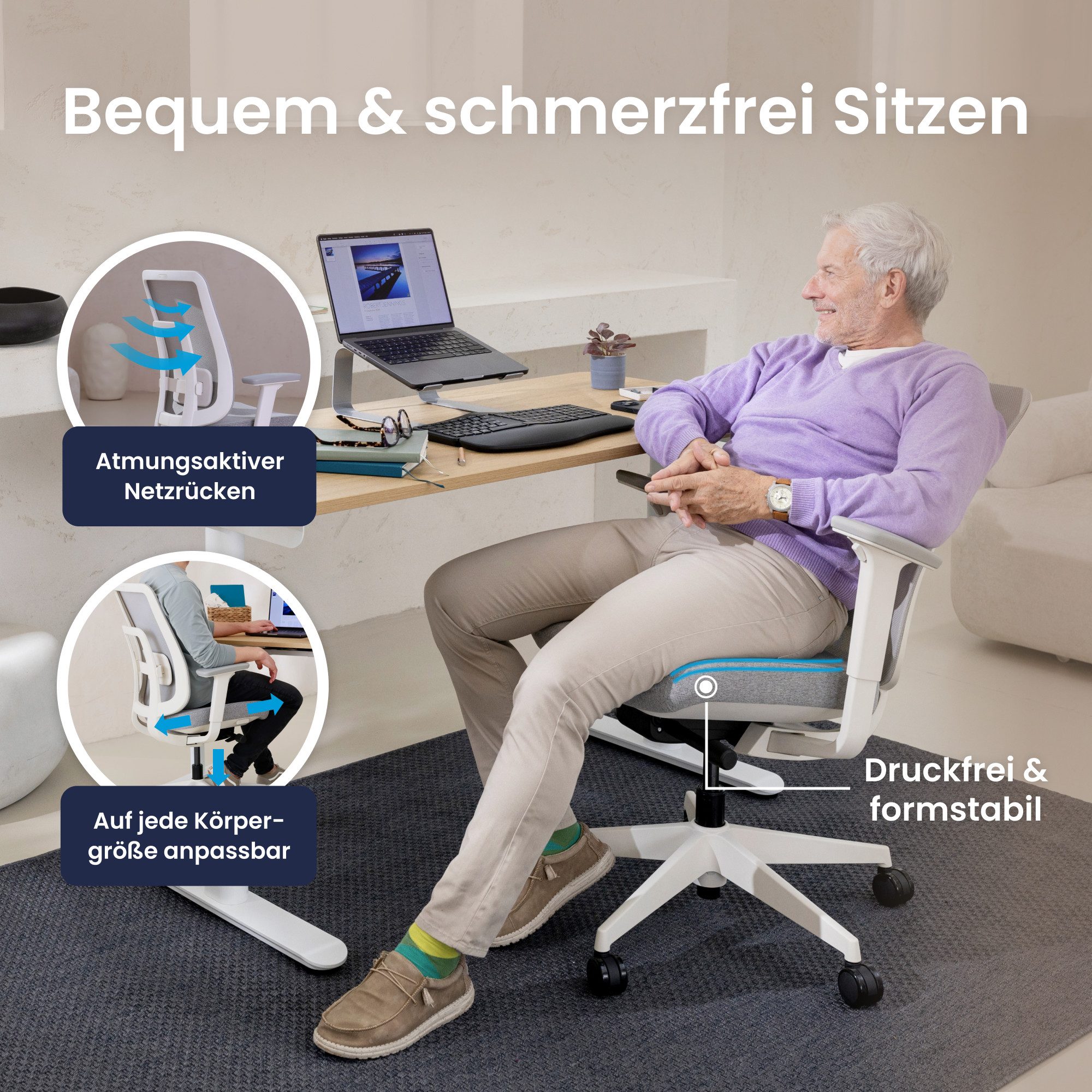 Ergotopia Bürostuhl PureBack ergonomischer Schreibtischstuhl günstig online kaufen