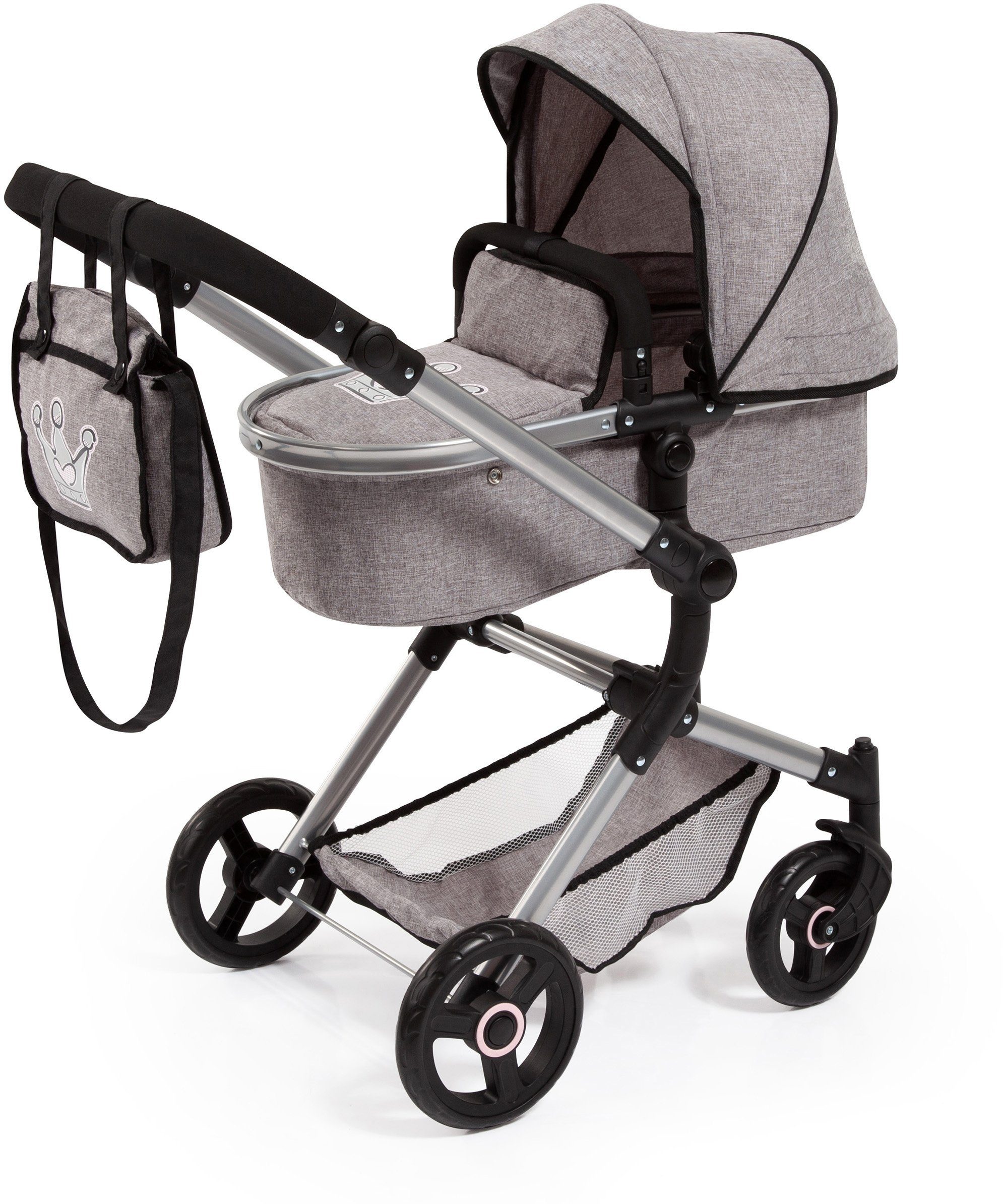 Bayer Kombi-Puppenwagen Vario, Grau, inkl. Wickeltasche günstig online kaufen