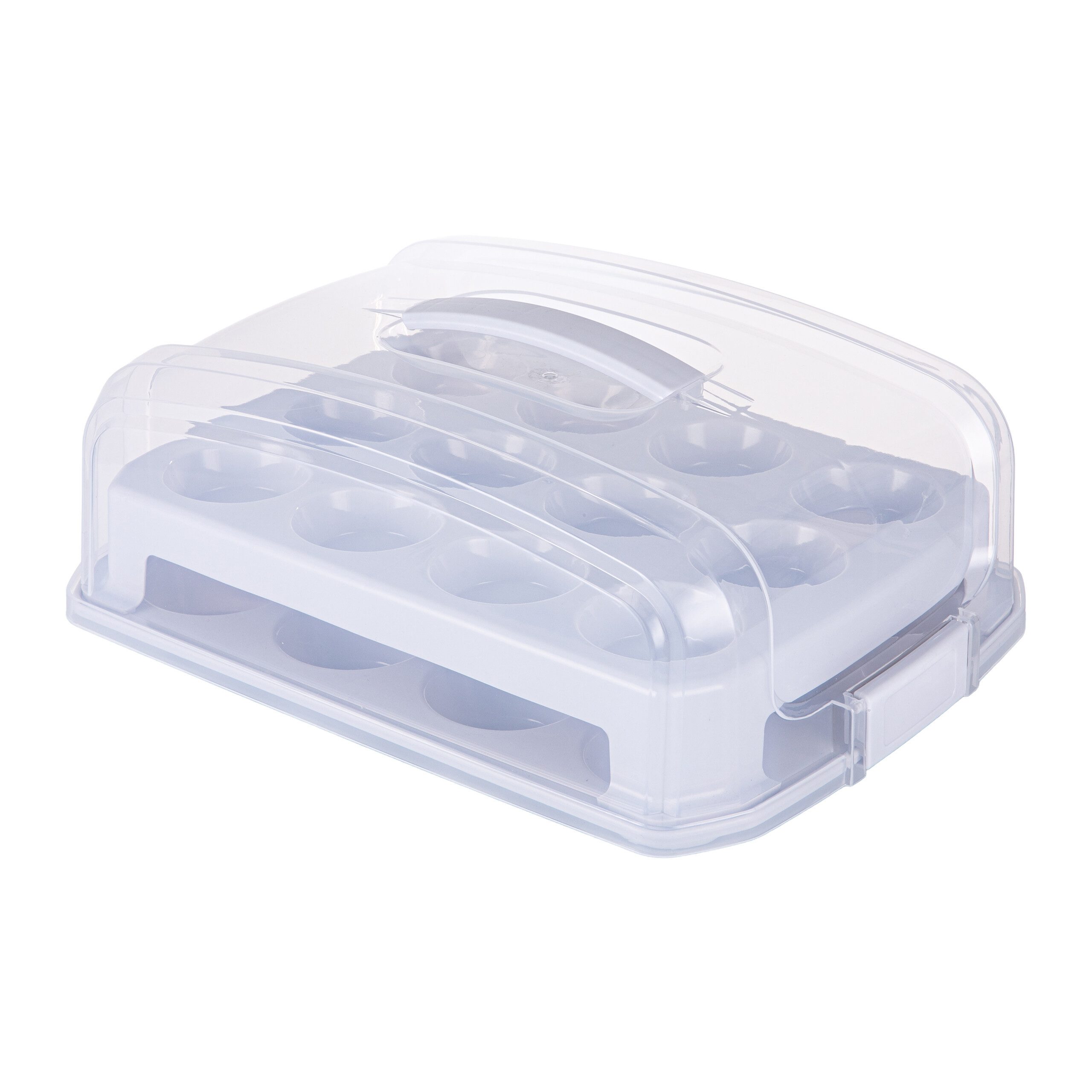 relaxdays Kuchentransportbox Muffin Transportbox für 24 Stück, (1-tlg), Hellgrau