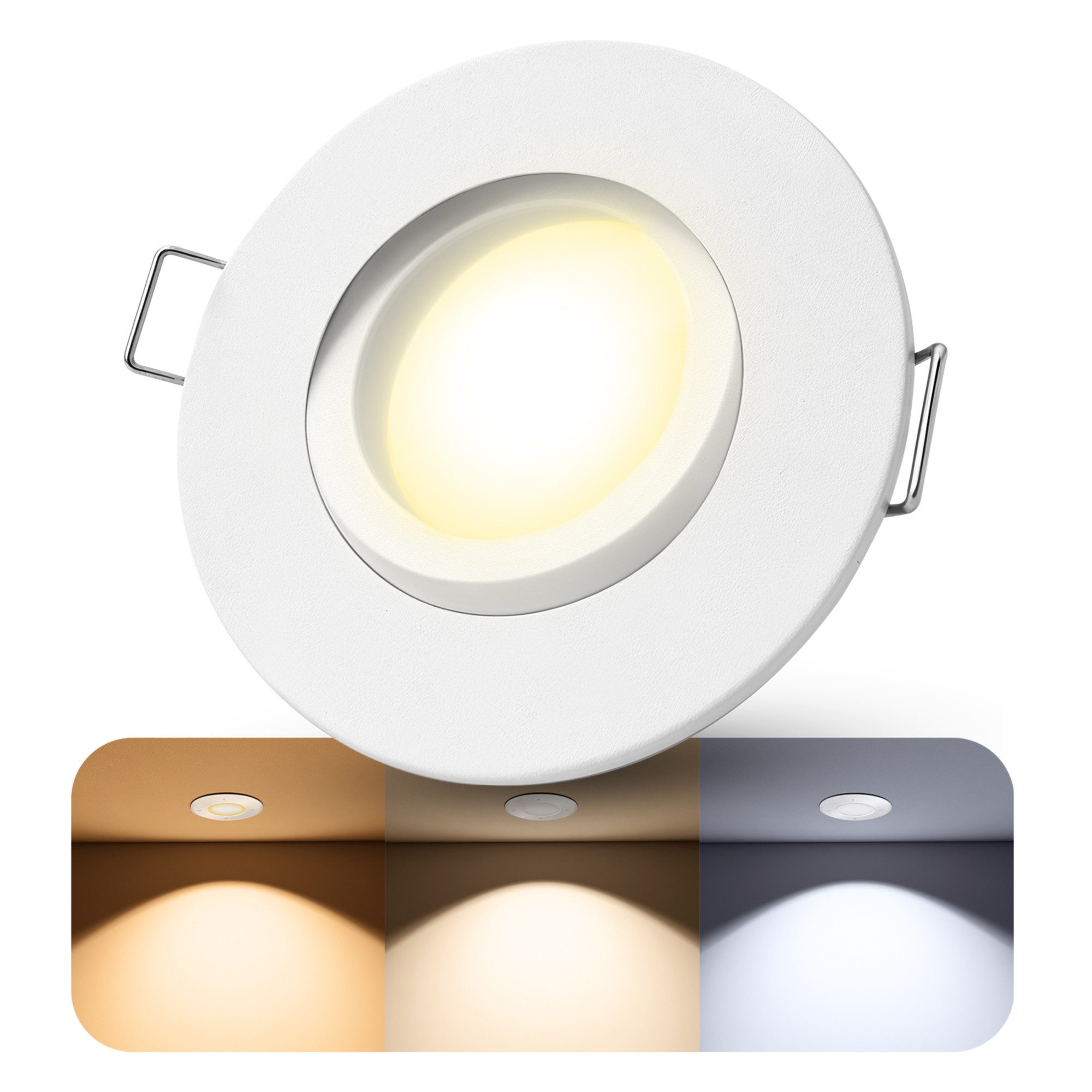 SSC-LUXon LED Außen-Deckenleuchte ORVIA Spot 360° schwenkbar IP65 LED LumiFLEX dimmbar 6W 3in1 Lichtmodi, Neutralweiß, Warmweiß, Tageslichtweiß
