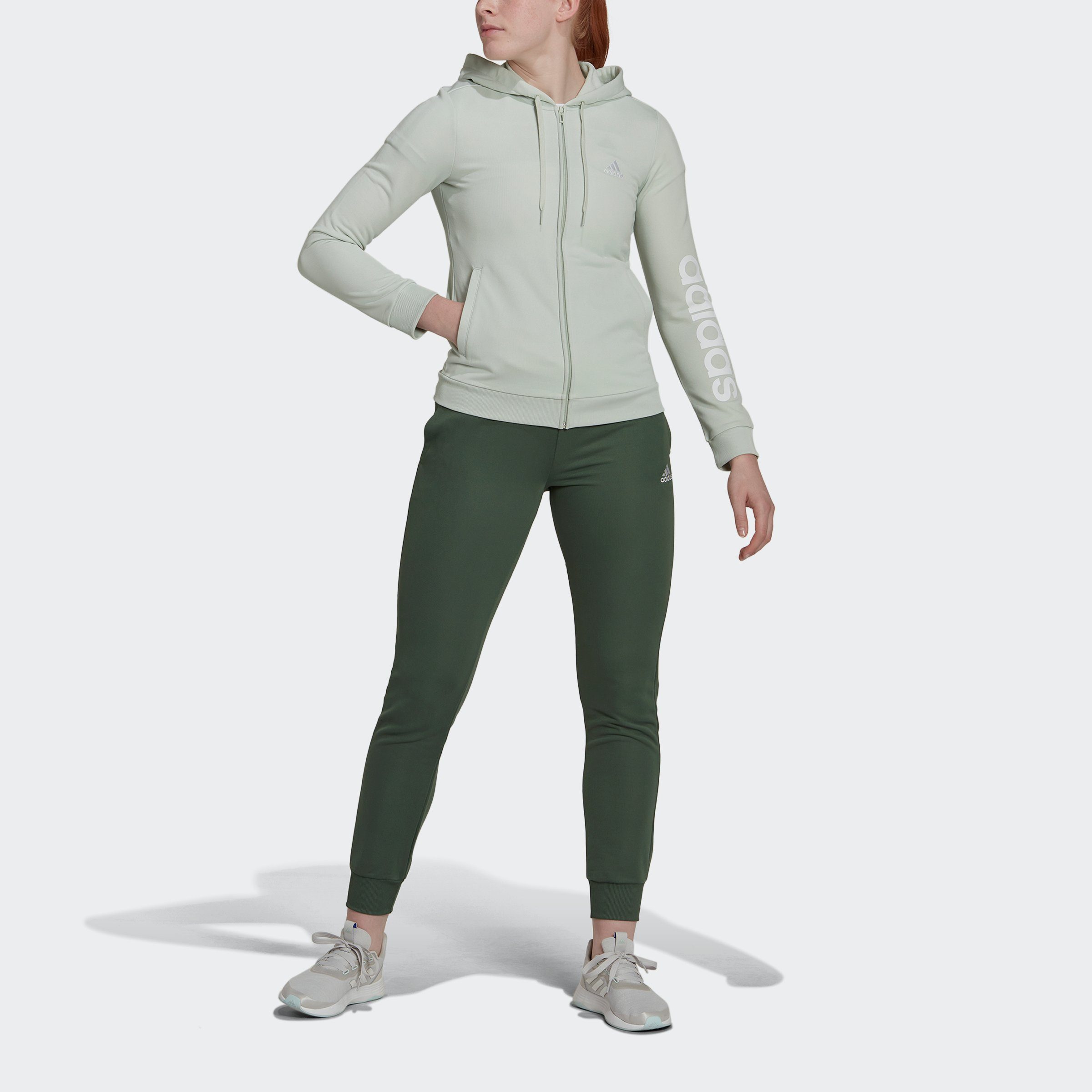 adidas Sportswear Trainingsanzug ESSENTIALS LOGO FRENCH TERRY (2-tlg) LINGRN/GREOXI