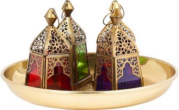 Marrakesch Orient & Mediterran Interior Windlicht Windlichter Deko Set Orient 7, Geschenkset mit Tablett, Handarbeit