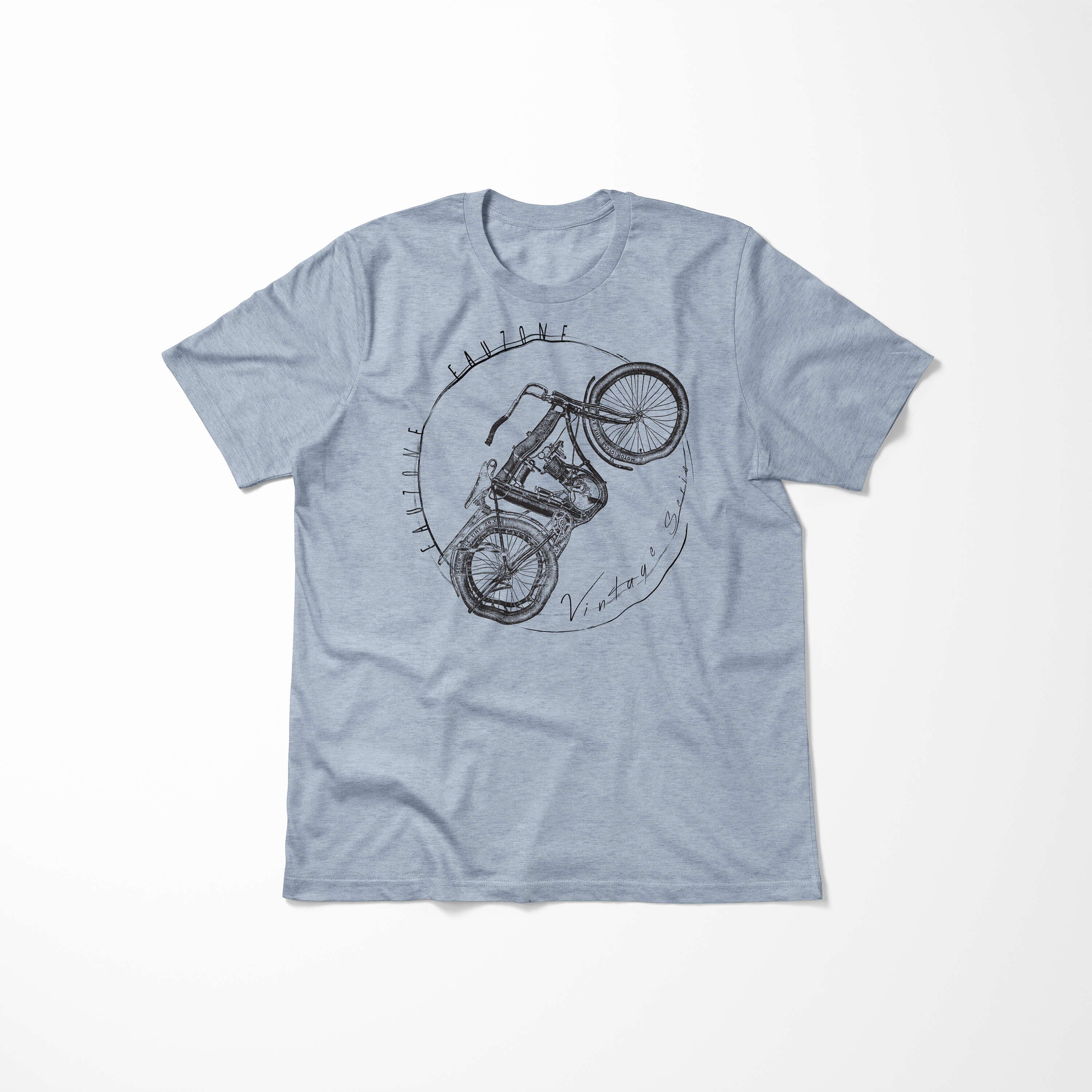Sinus Stonewash T-Shirt Denim T-Shirt Art Motorrad Herren Vintage