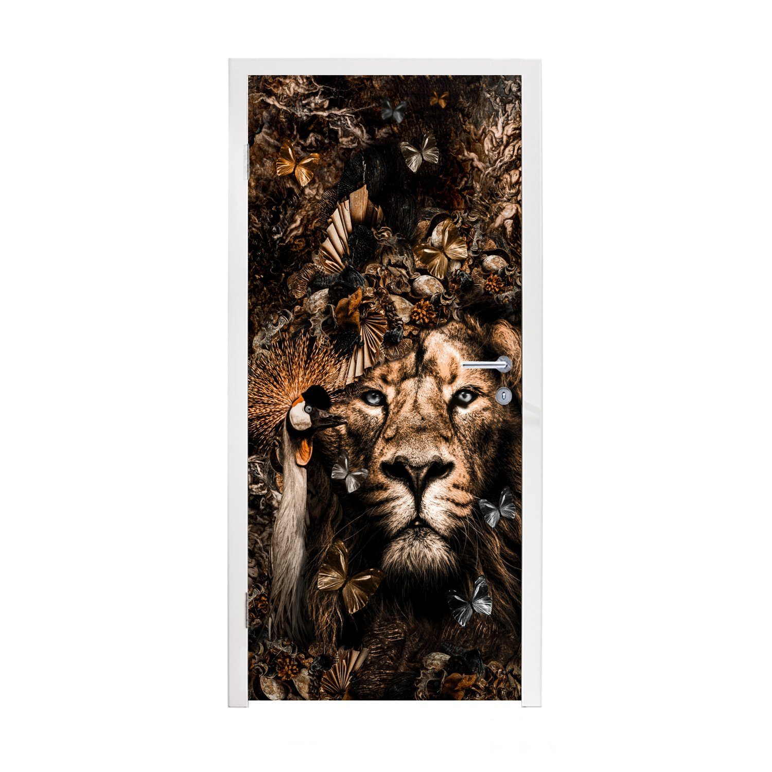 MuchoWow Türtapete Tiere - Collage - Schmetterling, Matt, bedruckt, (1 St), Fototapete für Tür, Türaufkleber, 75x205 cm