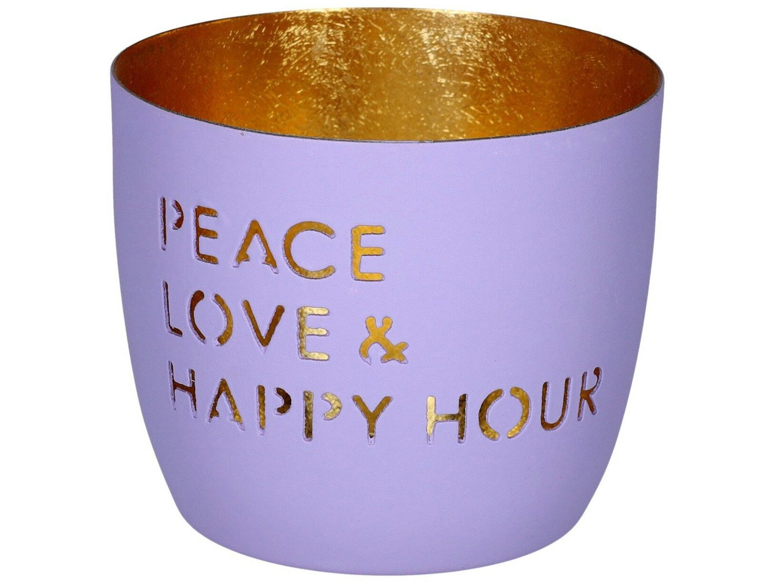 Giftcompany Windlicht Madras Windlicht M Peace, Love & Happy hour lila/gold günstig online kaufen