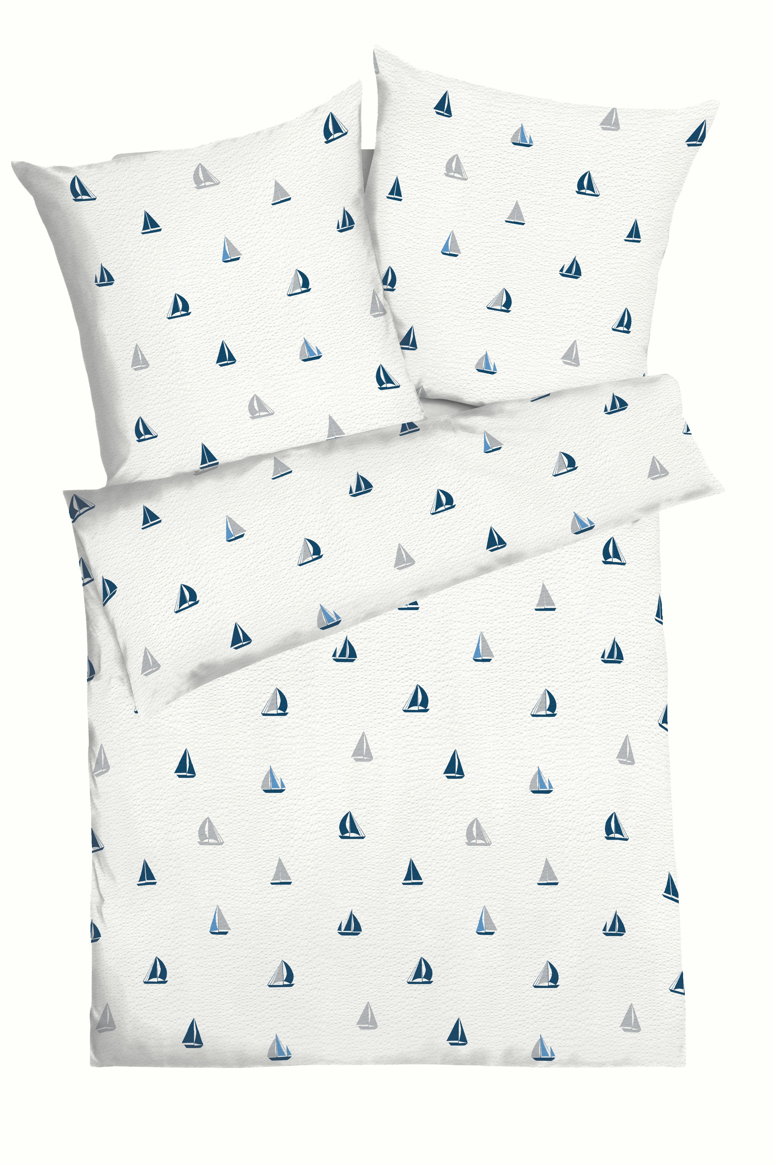 Kaeppel Bettwäsche Sailing Boats, Soft-Seersucker, 2 teilig, Mit Booten