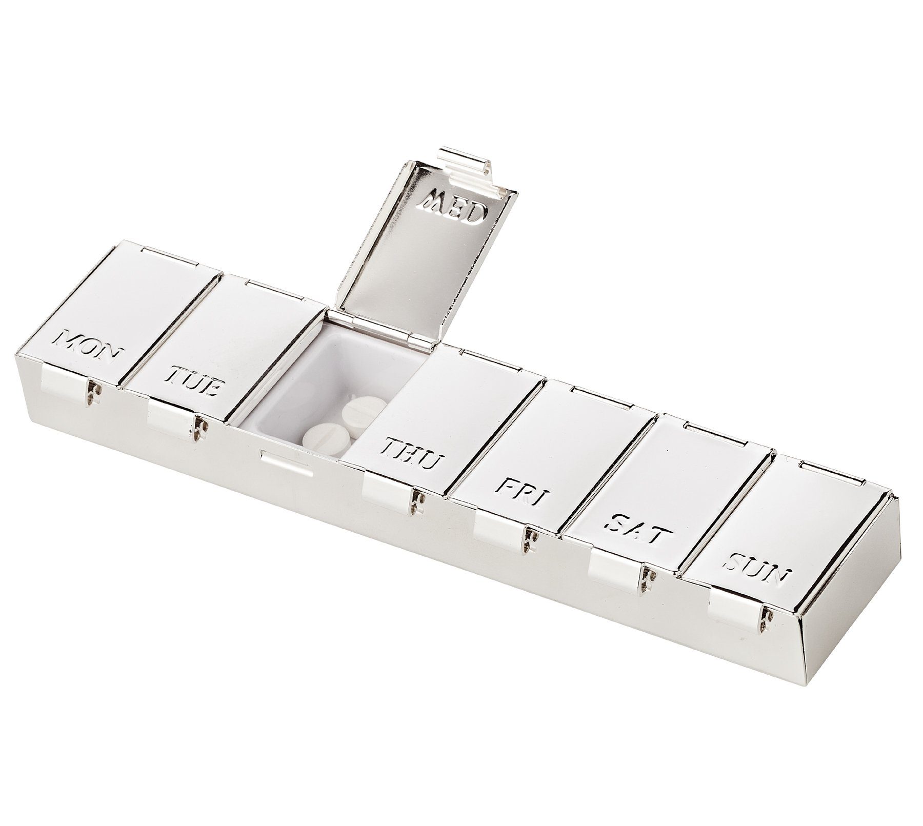 EDZARD Pillendose für 7 Tage, Tablettendose - Tablettenbox, Pillenbox - edel versilbert