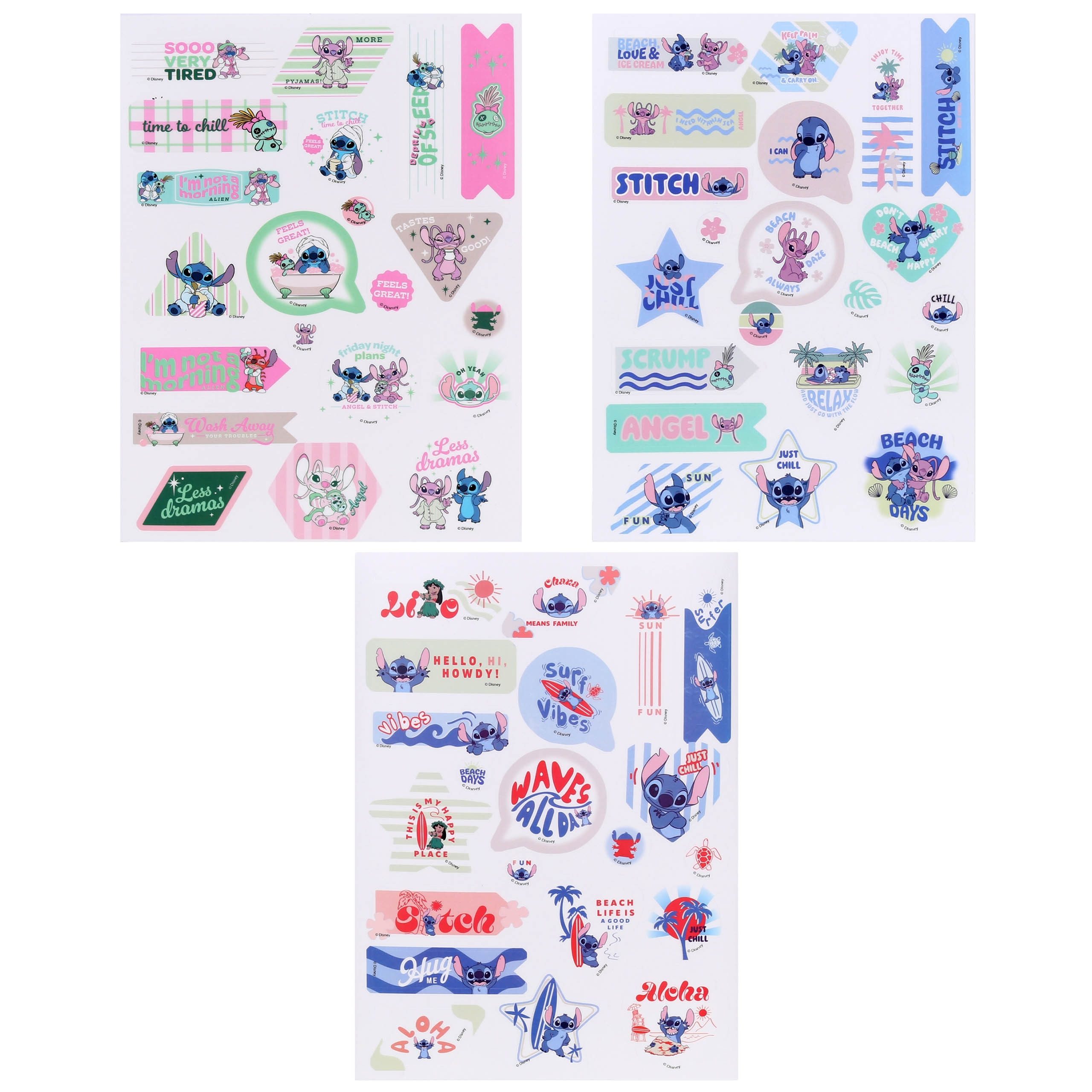 Disney Stickerbuch DISNEY Stitch Aufkleber Set, 63 Stk, transparent & wiederverwendbar
