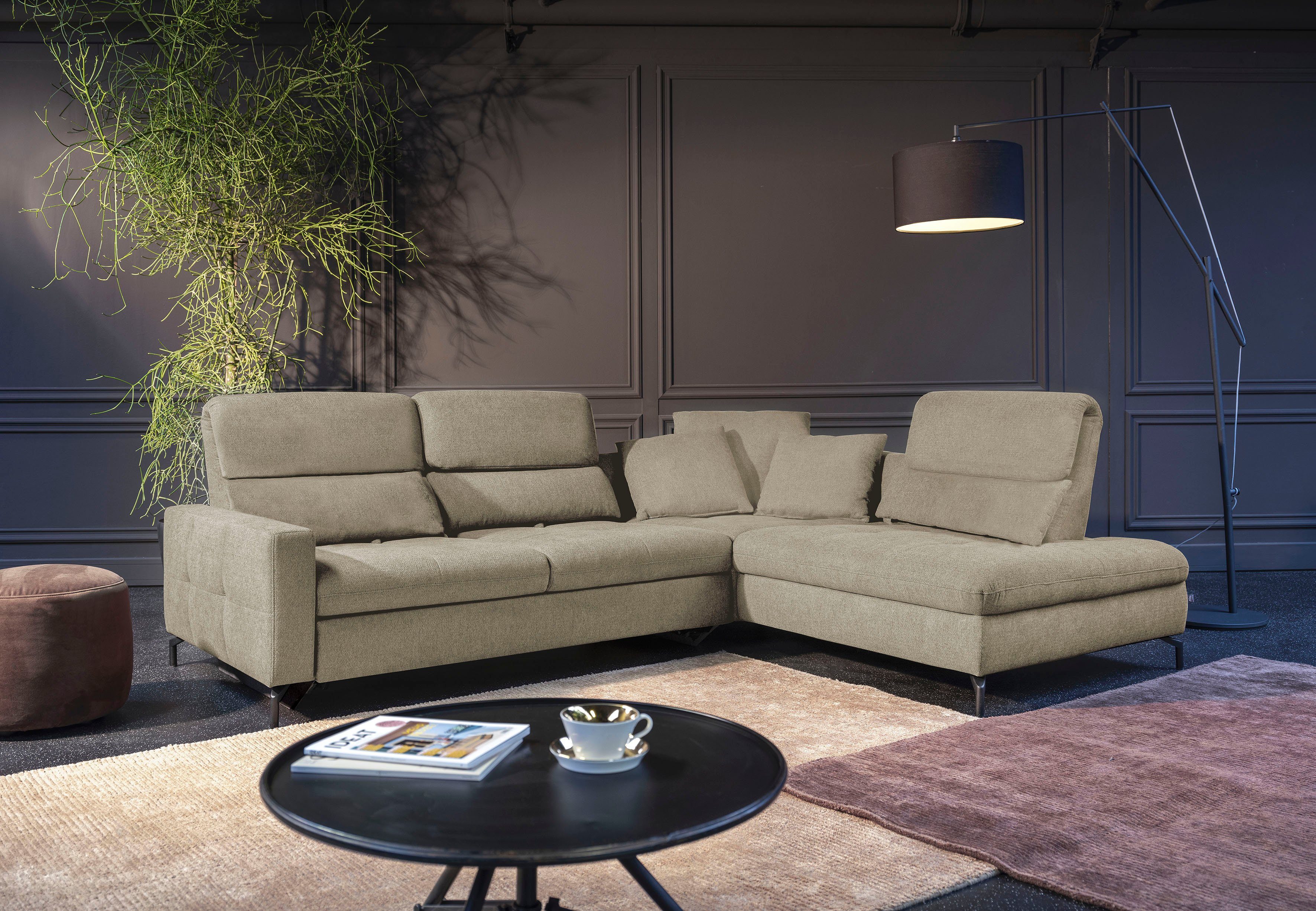 286 Ecksofa Bettfunktion 12 Rückenlehnenverstellung, beige mit cm, TCM wahlweise trendline Louis, ADA Breite