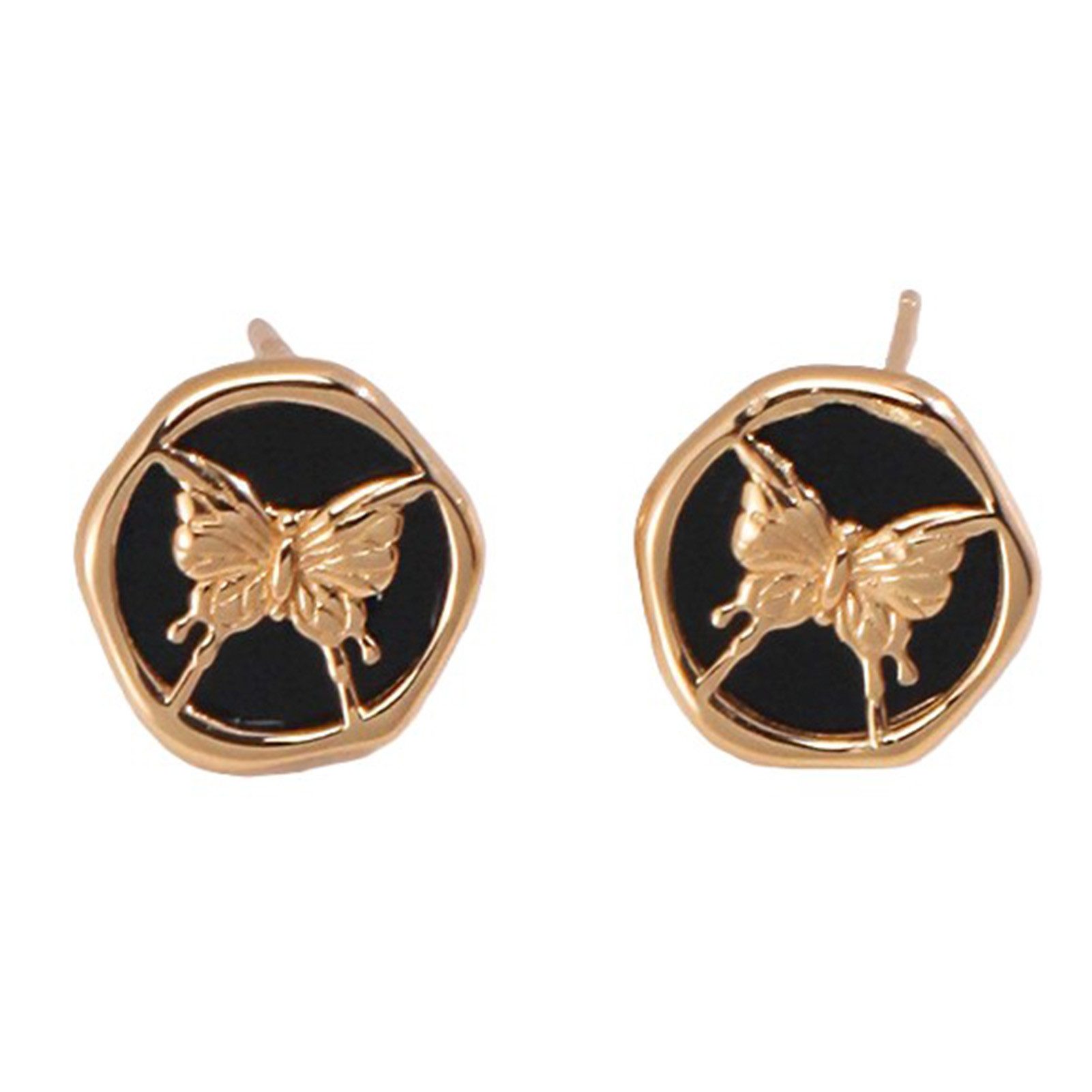 Jumpeak Paar Ohrstecker ohrringeschwarzdamen,ohrringeschmetterling,ohrringesilber925vergoldet, ohrringe schwarz,ohrringe silber 925,damen geschenk,tochter geschenk