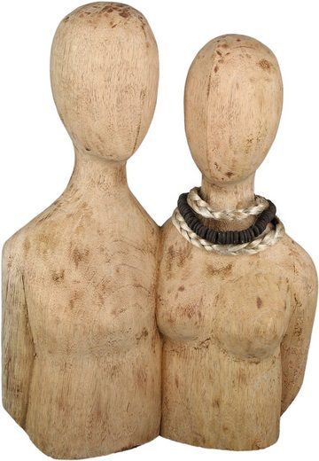 Casablanca by Gilde Dekofigur »Skulptur Pair, natur« (1 Stück), Dekoobjekt, aus Holz, Höhe 37 cm, Wohnzimmer