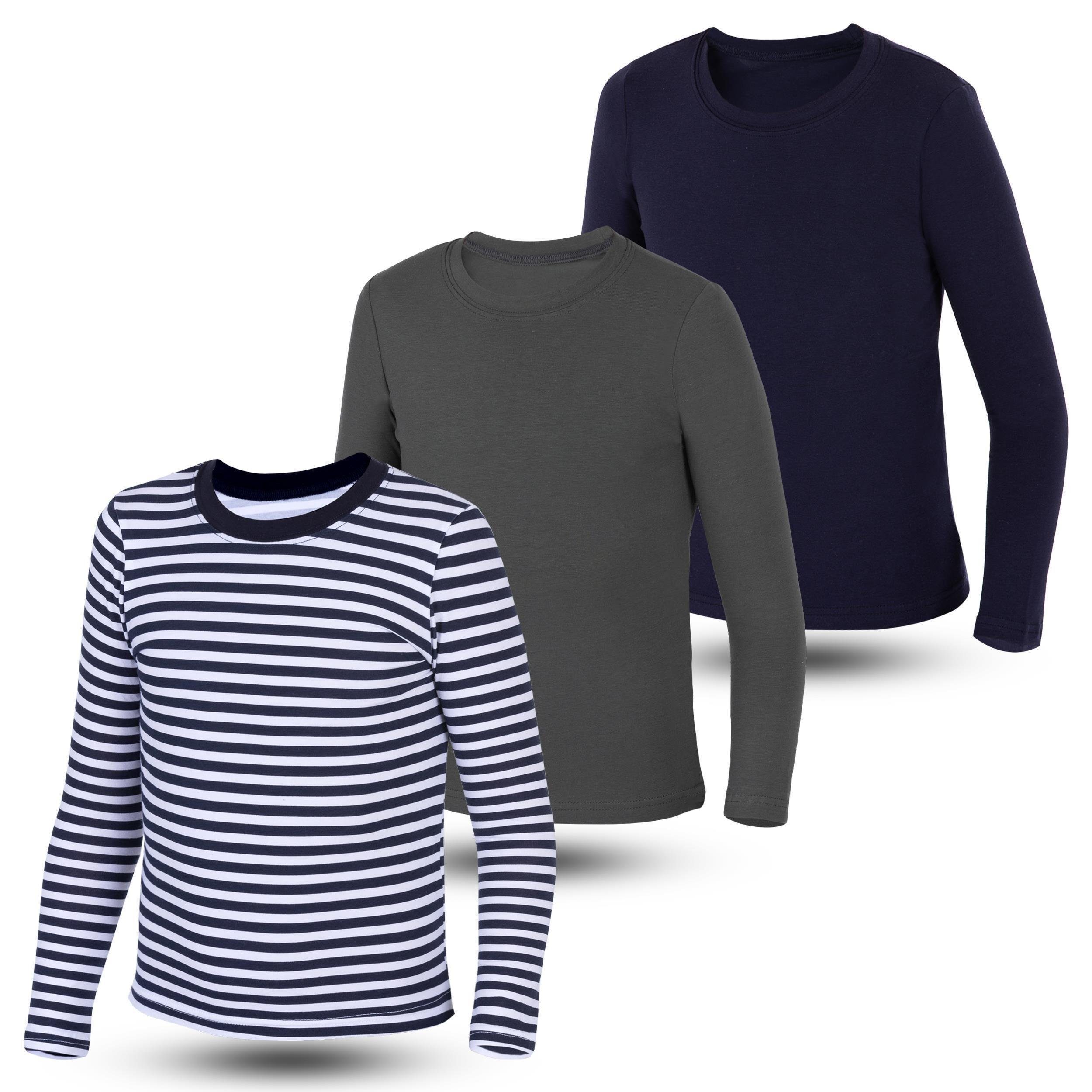 Langarmshirt 3er Set Jungen Langarmshirts - Basics - Mehrfarbig