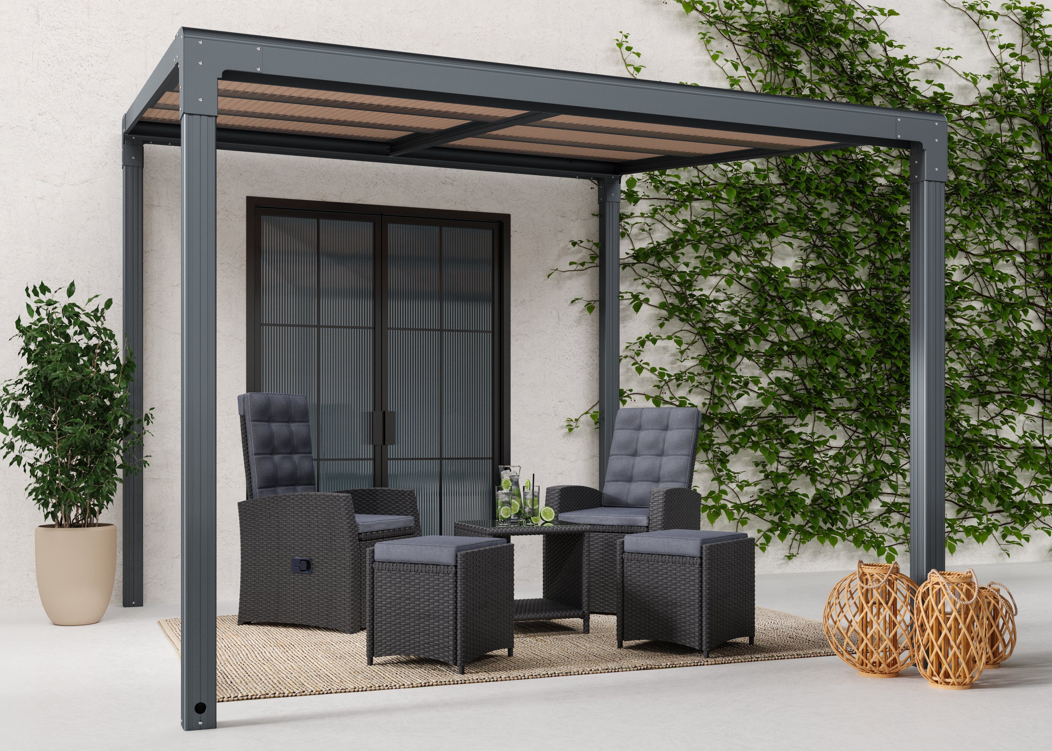 KONIFERA Anbaupavillon Anguilla, Schiebedach, in 292 cm und 392 cm Breite, günstig online kaufen