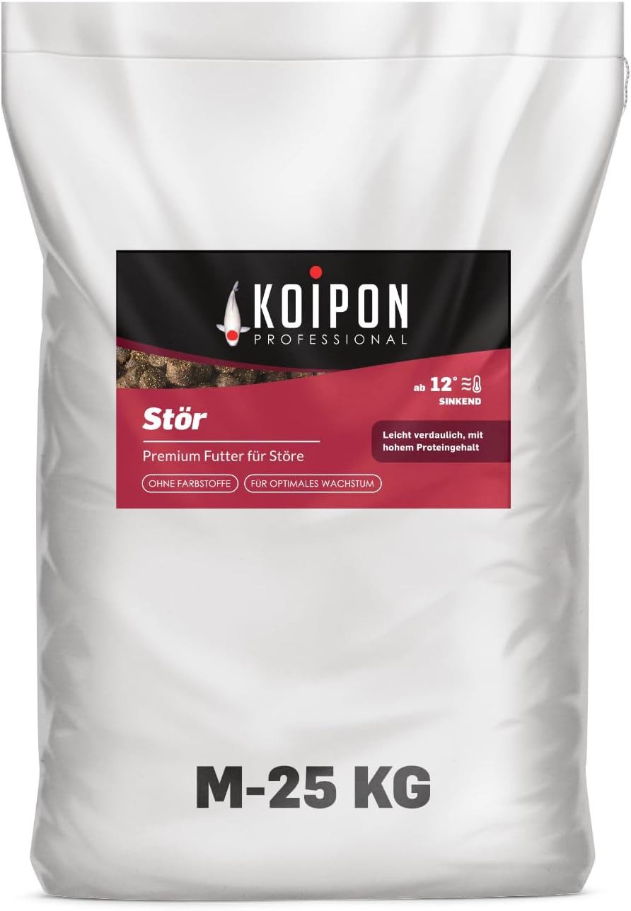 KOIPON KOIPON Premium Störfutter 6mm sinkend für Störe & Koi, Trockenfutter für: Störe, Koi, Teichfische, Sinkfutter, Störfutter, Hoher Proteingehalt, Made in Germany