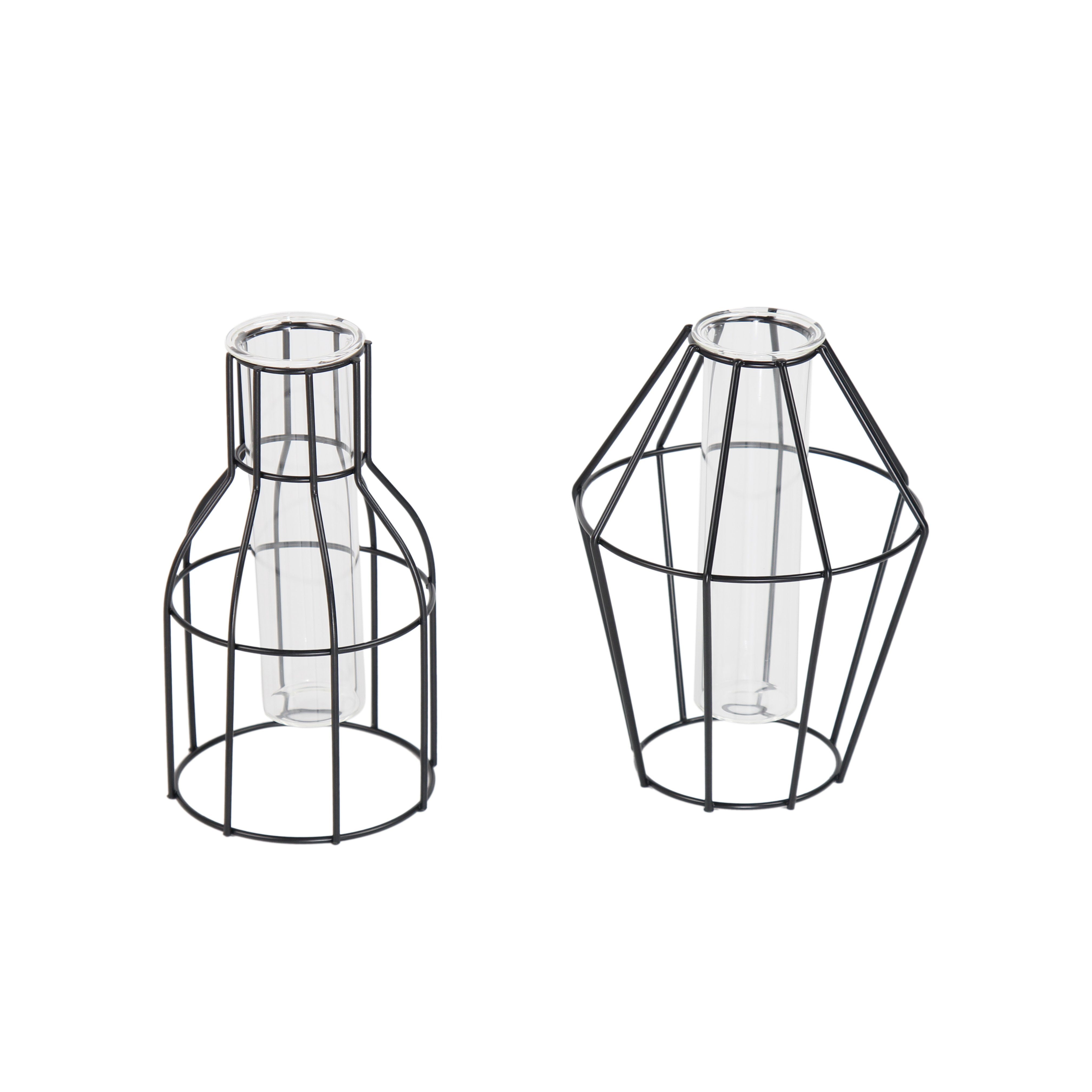 Dekovase Designer Deko-Vase Metall - Moderne Tisch-Deko (2-tlg), Geometrisches Design – Bild 3 von 3