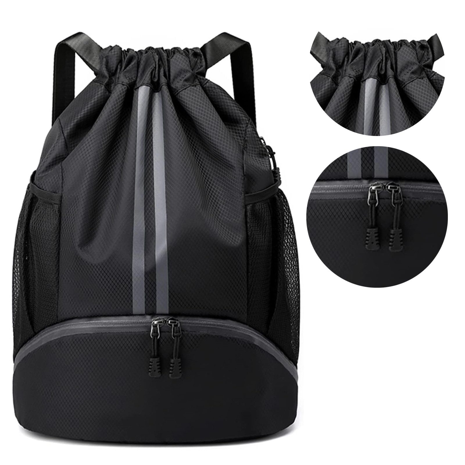 MODFU Rucksack Sportrucksack Reiserucksack mit separatem Schuhfach (Gymsack mit wasserdichtem Innenfach, 1-tlg., Nylon-Material), für Damen Herren Fitnessstudio Reisen Schule Arbeit Yoga Wandern