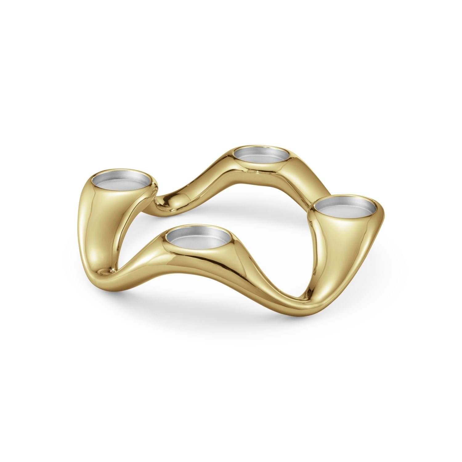Georg Jensen Kerzenhalter Cobra Rund Goldfarben