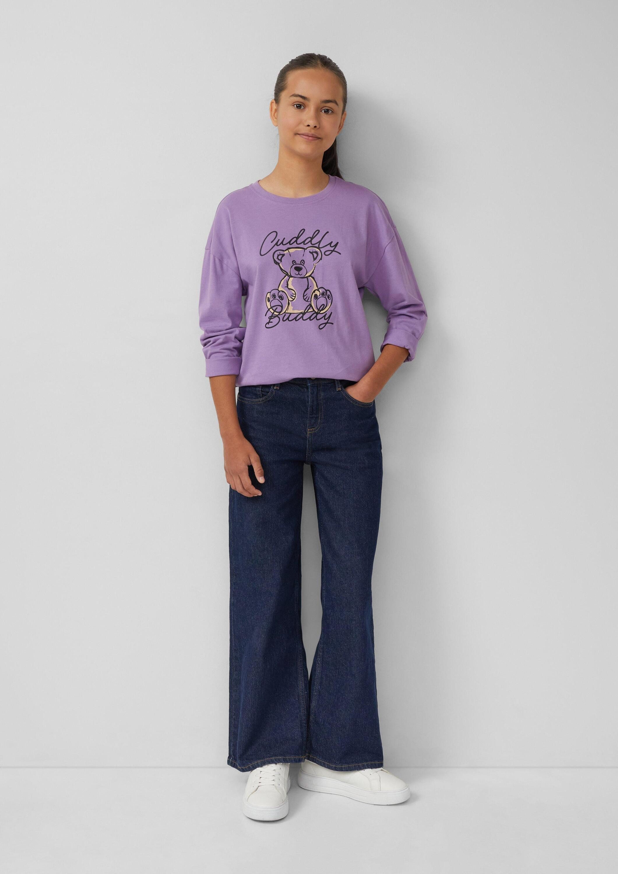 s.Oliver Langarmshirt T-Shirt Oversize Longsleeve mit Frontprint – Bild 3 von 4
