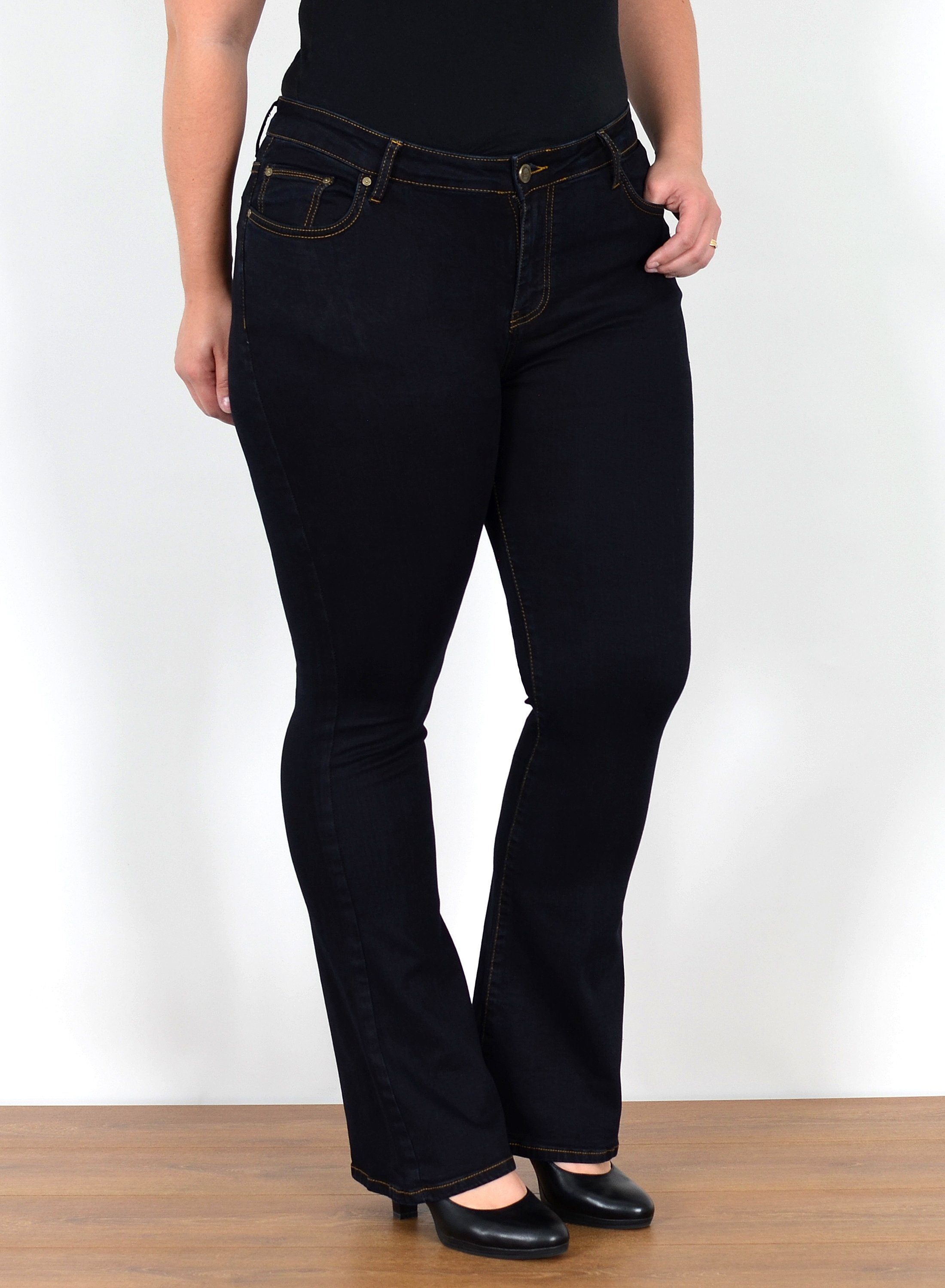 ESRA Bootcut-Jeans Bootcut Jeans Damen High Waist Schlaghose Damen Jeans Fl günstig online kaufen