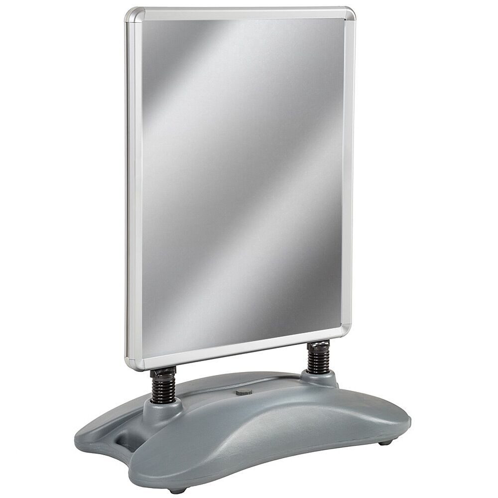 tectake Standtafel Kundenstopper DIN A1, doppelseitig, wetterfest, mit Aluminiumrahmen, (Plakataufsteller, in grau), Fußtank, Klicksystem, abgerundete Ecken, inkl. 2 Wetterschutzfolien