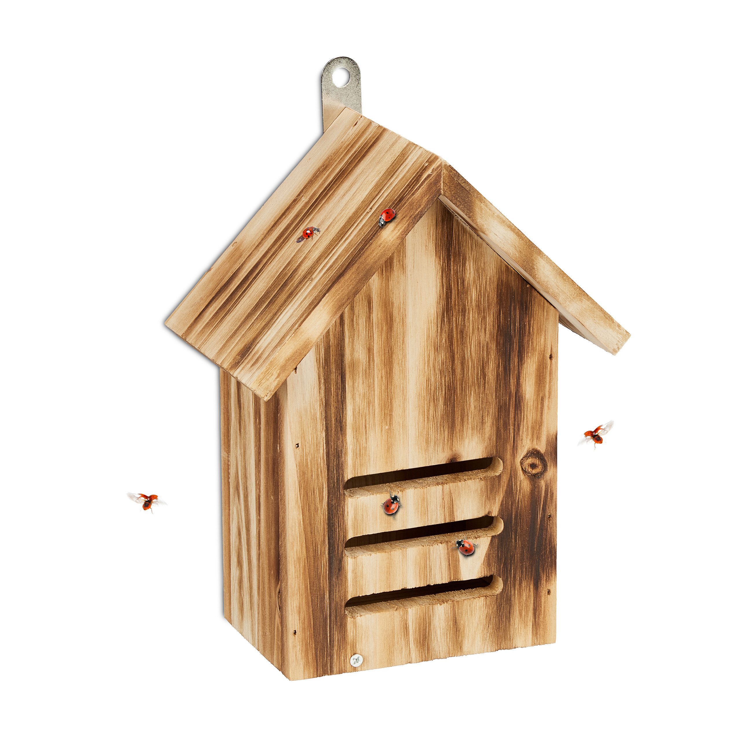 relaxdays Insektenhotel Marienkäferhaus aus Tannenholz geflammt, (1-St)