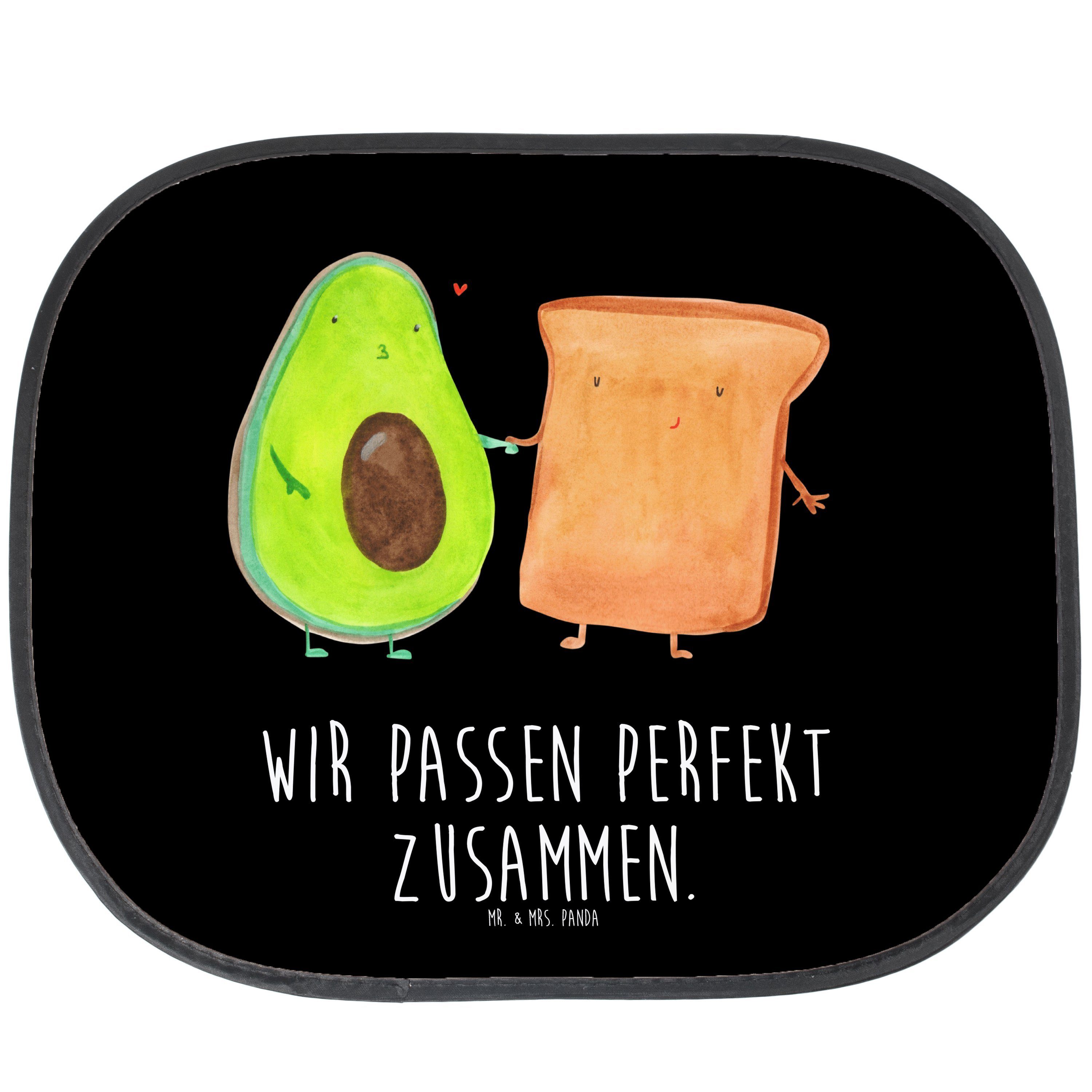 Sonnenschutz Avocado + Toast - Schwarz - Geschenk, Liebespaar, Vegan, Hochzeit, Au, Mr. & Mrs. Panda, Seidenmatt