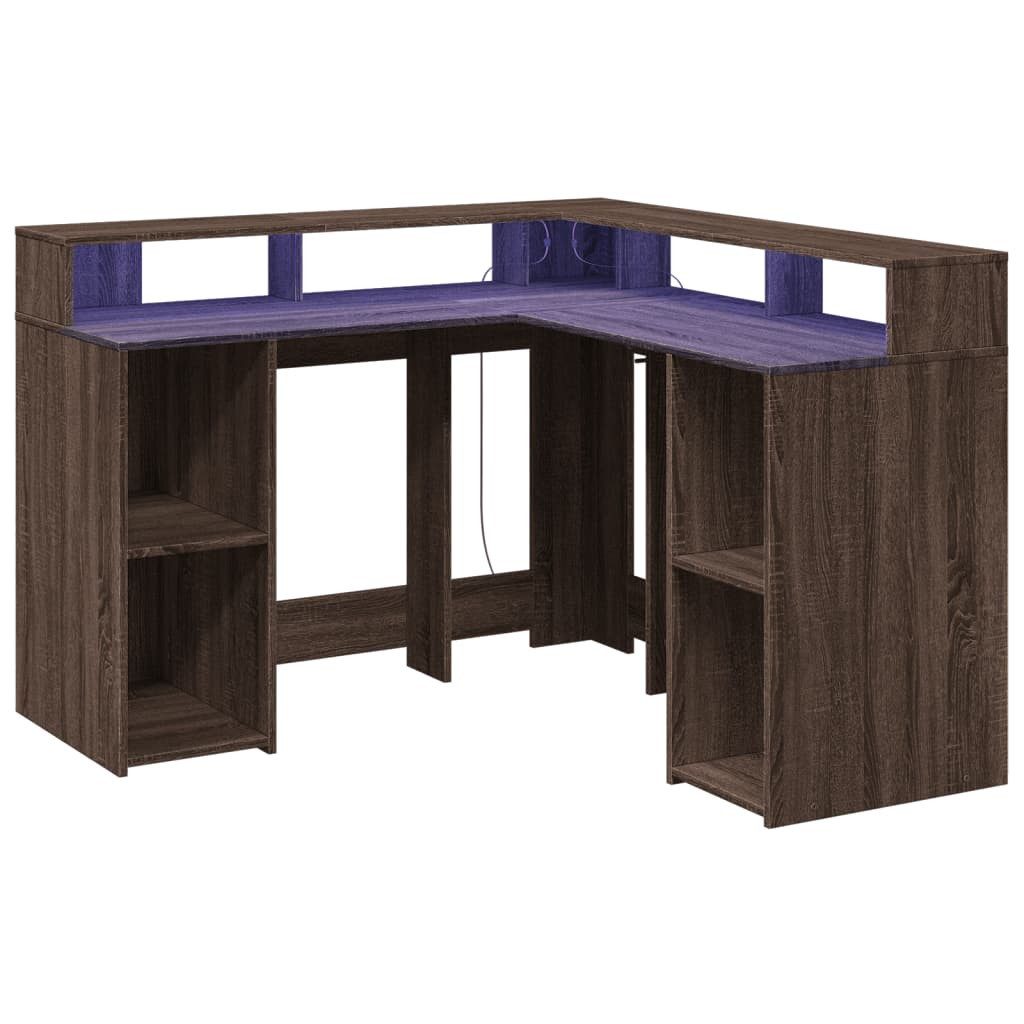 vidaXL Schreibtisch LED-Schreibtisch Braun Eichen-Optik 130x130x91 günstig online kaufen