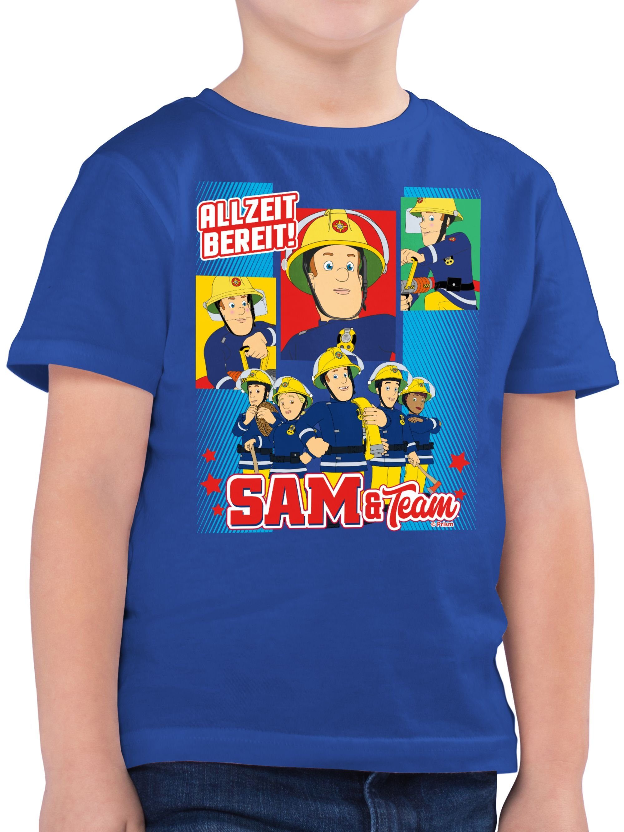 Shirtracer T-Shirt Allzeit bereit! - Sam & Team Feuerwehrmann Sam Jungen 02 Royalblau