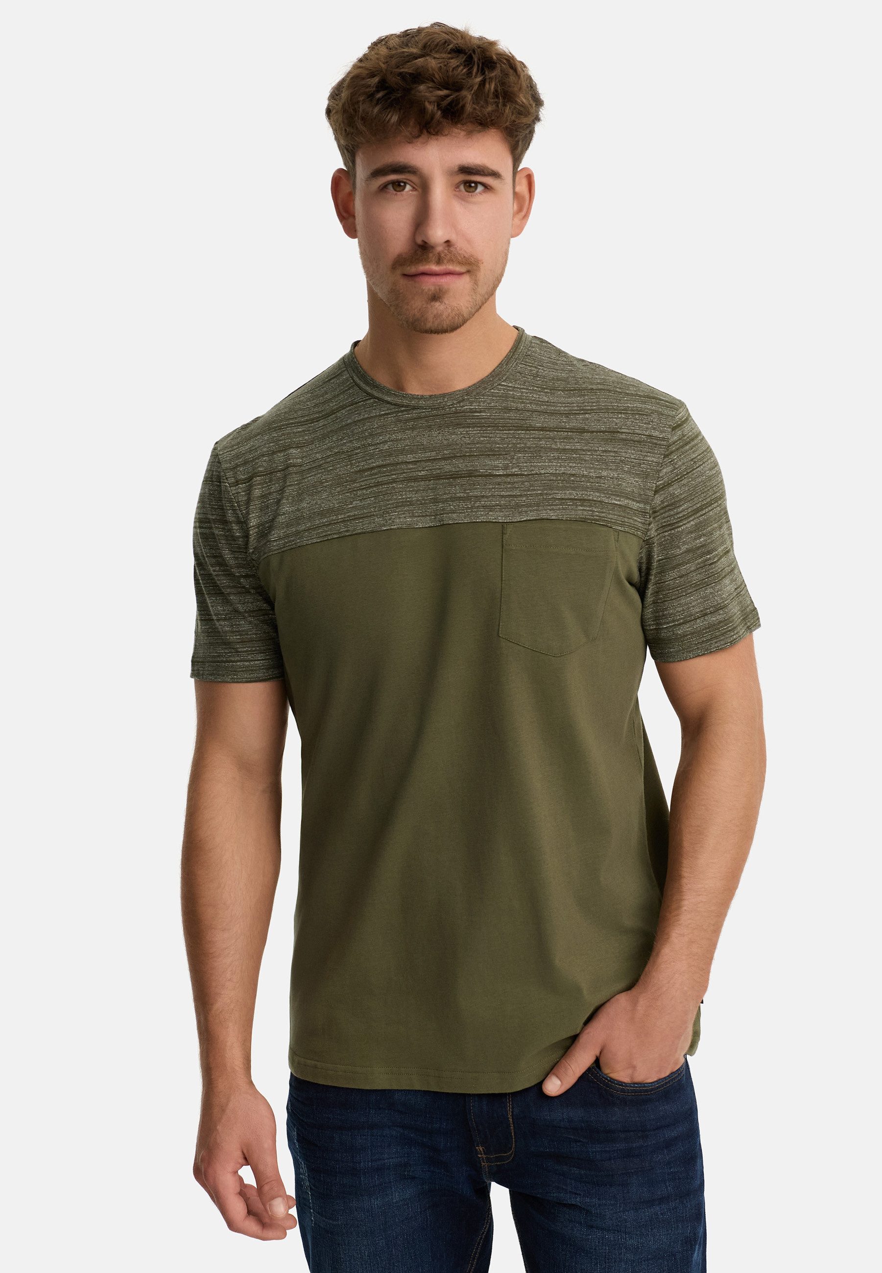 Indicode T-Shirt Herren INSprings Shirt Tee Herrenshirt mit dezenter Brustt günstig online kaufen