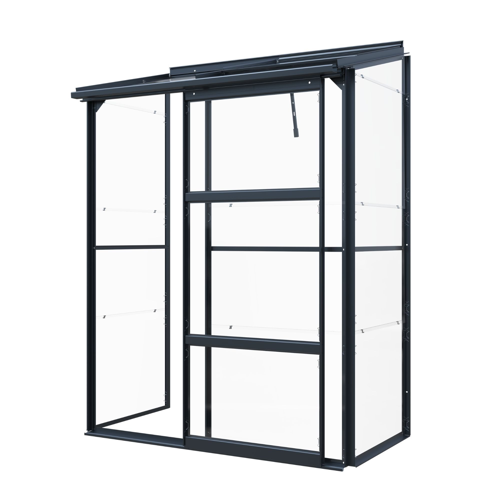 osoltus Gartenhaus osoltus Premium Anlehngewächshaus Gewächshaus 0,9m² Schwarz