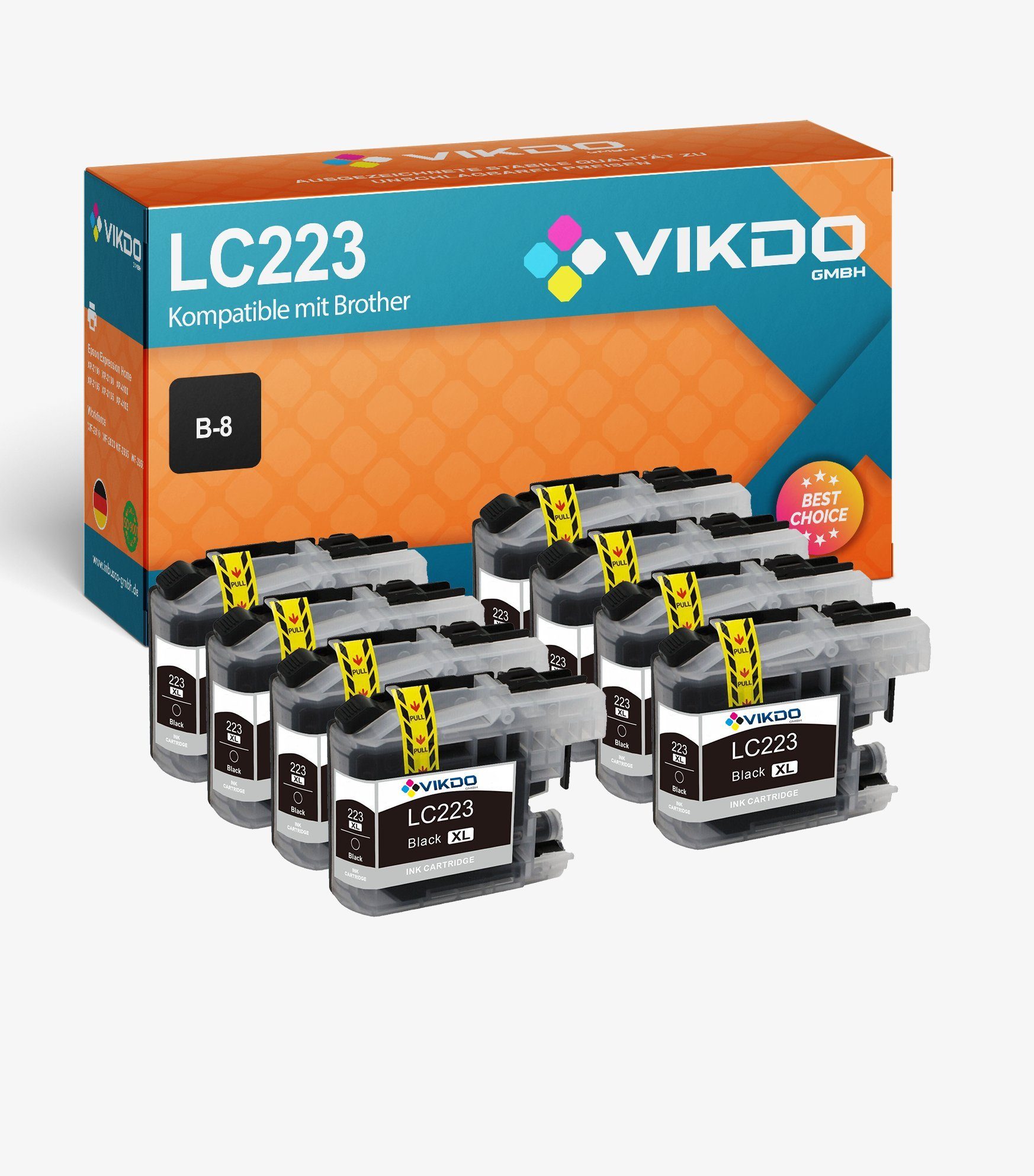 Inbusco Tonerpatrone Tintenpatronen 223BK kompatibel für Brother LC223 (schwarz) 8xBK ..., LC 223 BK