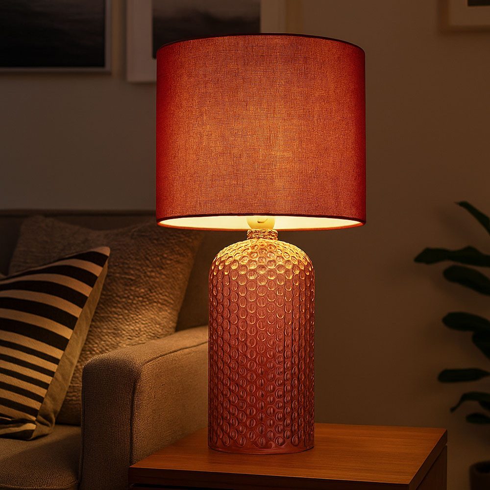 GLOBO LIGHTING Schreibtischlampe, Leuchtmittel inklusive, Warmweiß, Tischleuchte Tischlampe Nachttischleuchte rot Glas LED
