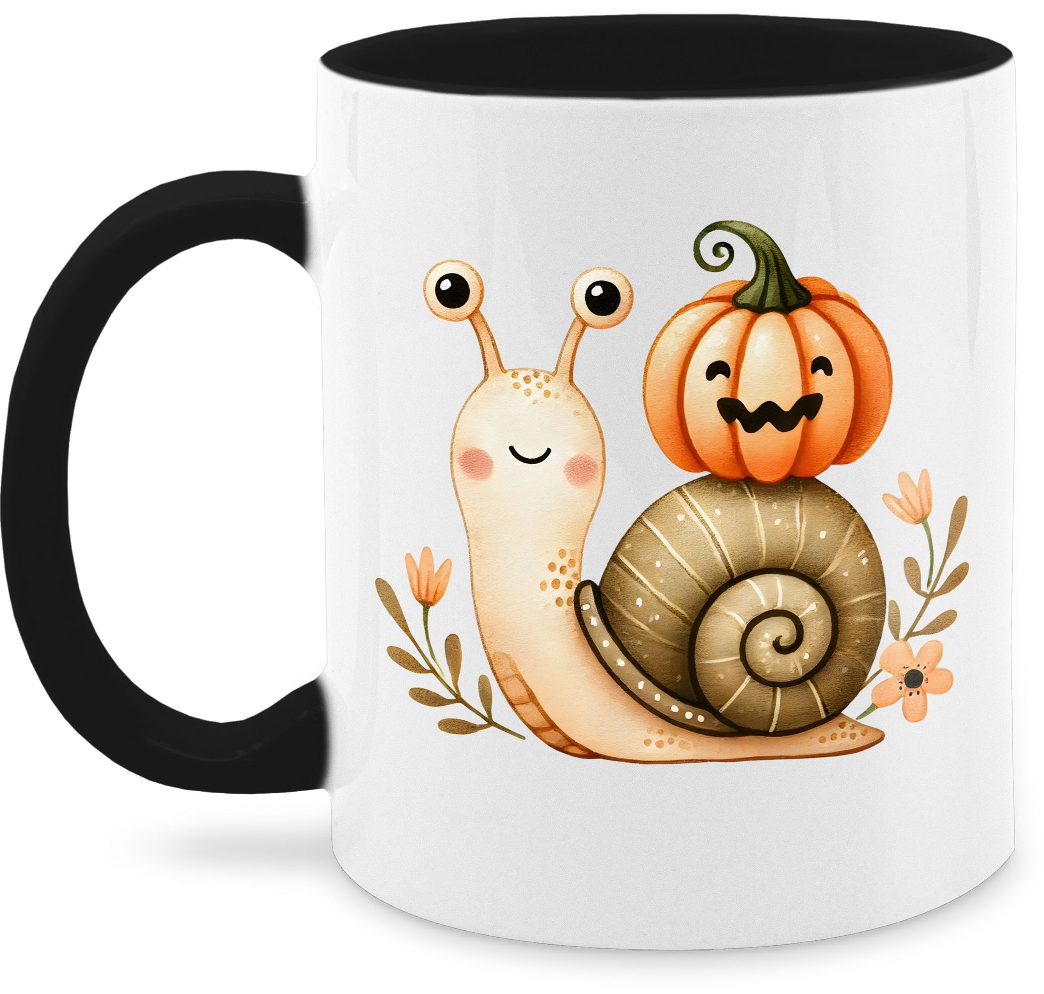 Shirtracer Tasse Süße Schnecke mit Kürbis, Herbstliches Baby und Kinder Motiv, Niedli, Keramik, Halloween Чашки