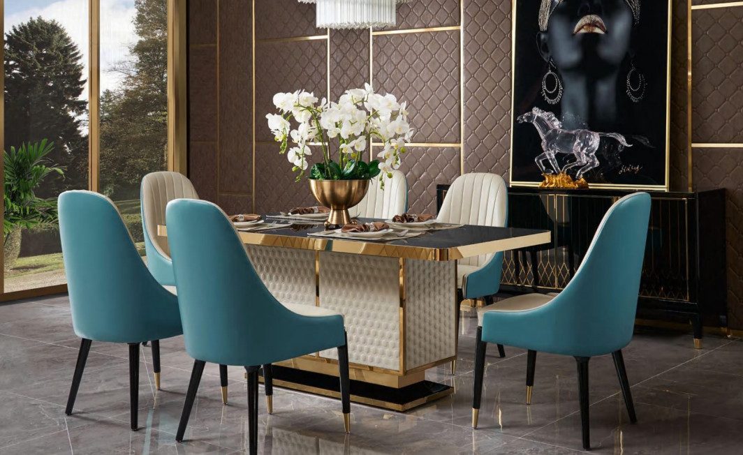 Xlmoebel Sitzgruppe Elegantes Holz-Esszimmer-Set mit gepolsterten Lehnstühlen, Hergestellt in Europa
