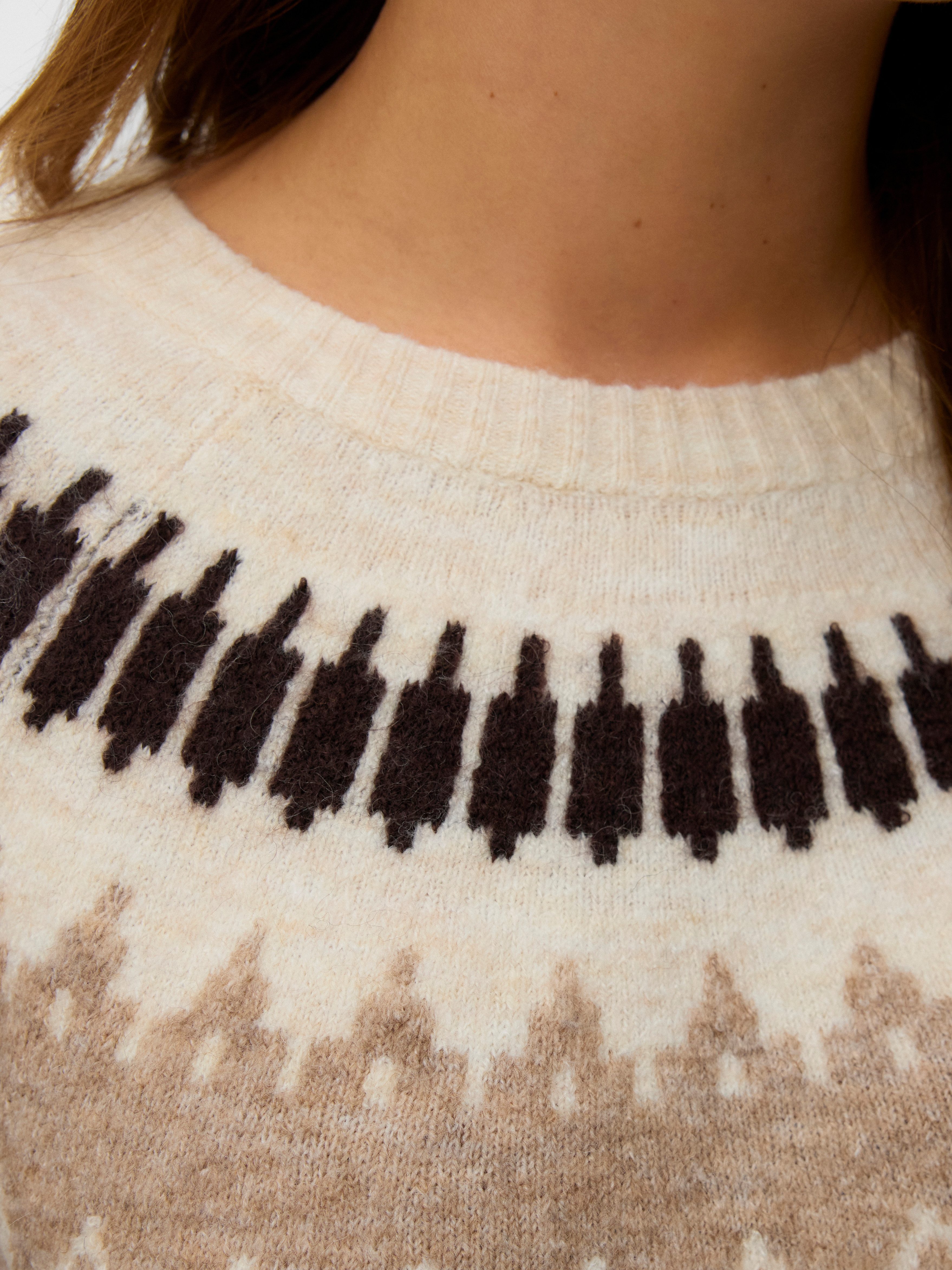 Vero Moda Strickpullover VMSIMONE LS NORDIC PULLOVER GA REP BOO Materialmix mit Stretch und Wolle, regular fit