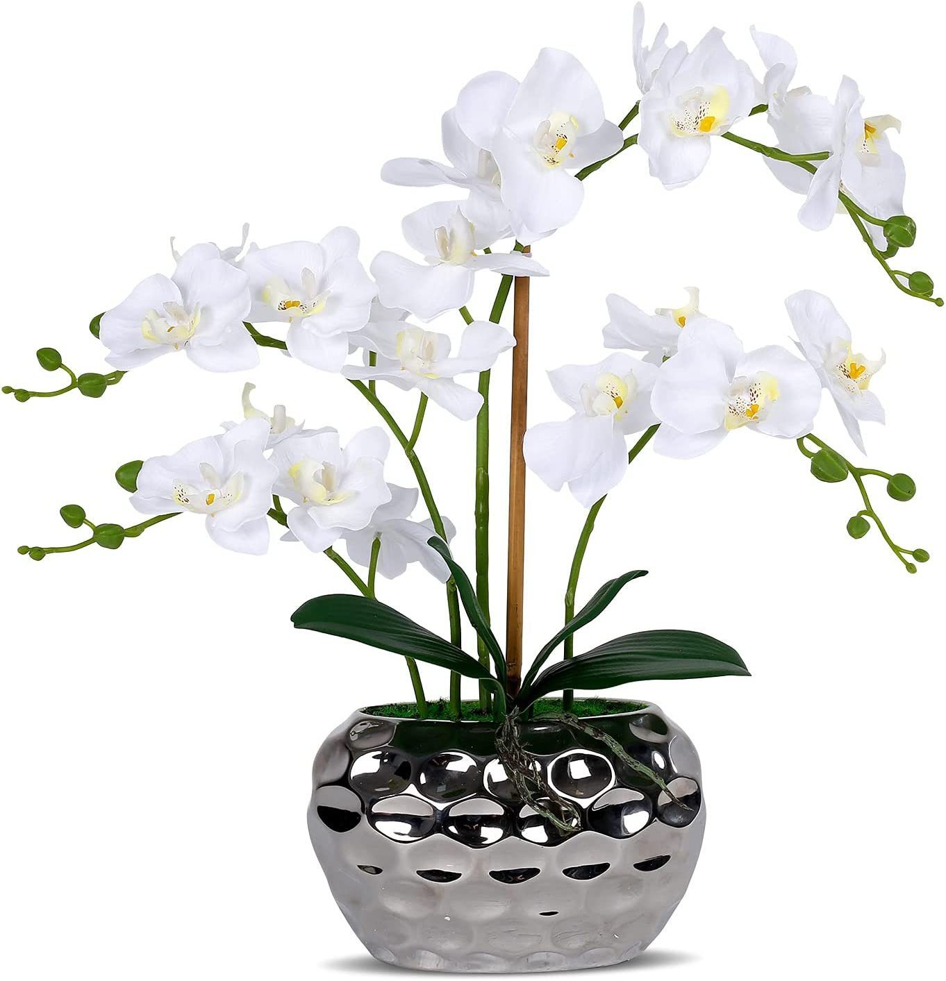 Kunst silberfarbenem weiße Kunstorchidee zggzerg Zggzerg in Orchidee Topf, Orchidee