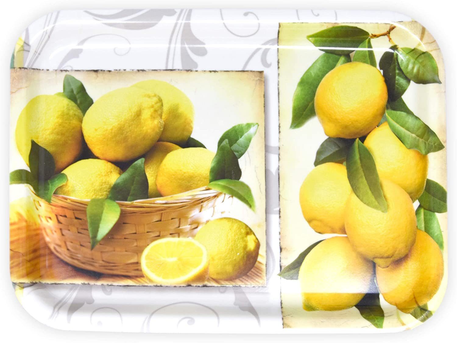 cm gelb (1-tlg), weiß Lashuma Kaffeetablett Zitrusbaum, 31x23 Melamin Tablett