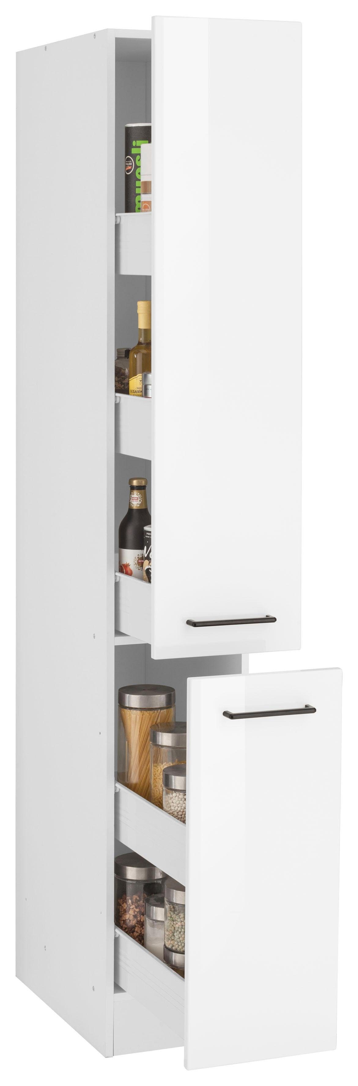 KOCHSTATION Apothekerschrank KS-Tulsa 30 cm breit, 200 cm hoch, mit 2 Auszügen, Metallgriff, MDF Front