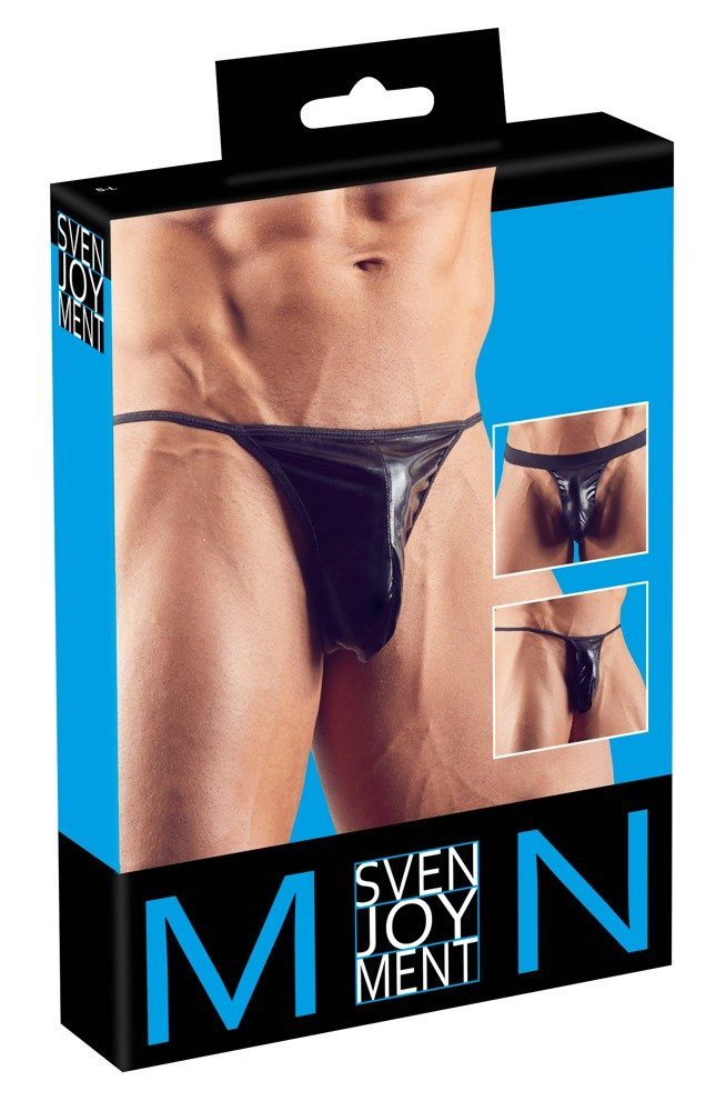 Svenjoyment Tanga 3-teiliges Wetlook Tanga-Set für Herren - schwarz