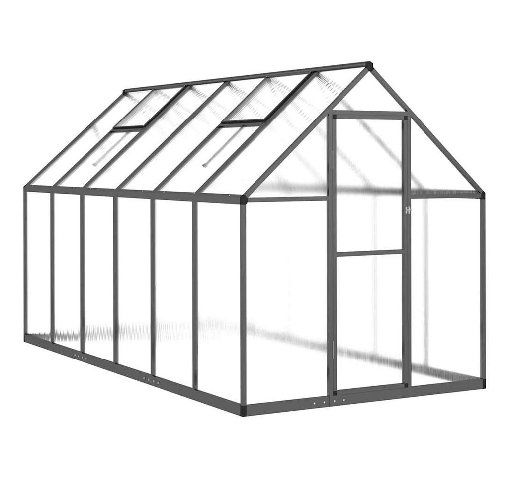 Thumbnail - vidaXL Gewächshaus, Gewächshaus mit Fundamentrahmen Anthrazit 334x169x195 cm Alu