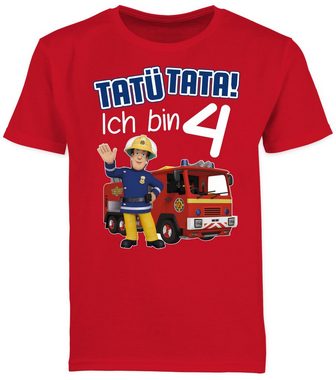 Shirtracer T-Shirt Tatü Tata! Ich bin 4 Geburtstag Feuerwehrmann Sam Jungen