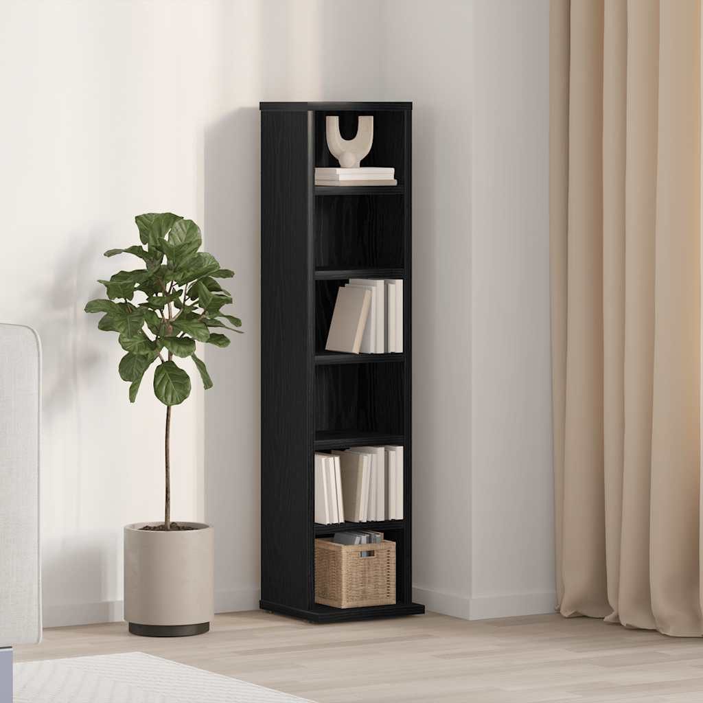 vidaXL CD-Regal CD-Schrank Schwarz Eichen-Optik 21x20x88 cm Holzwerkstoff, 1-tlg.