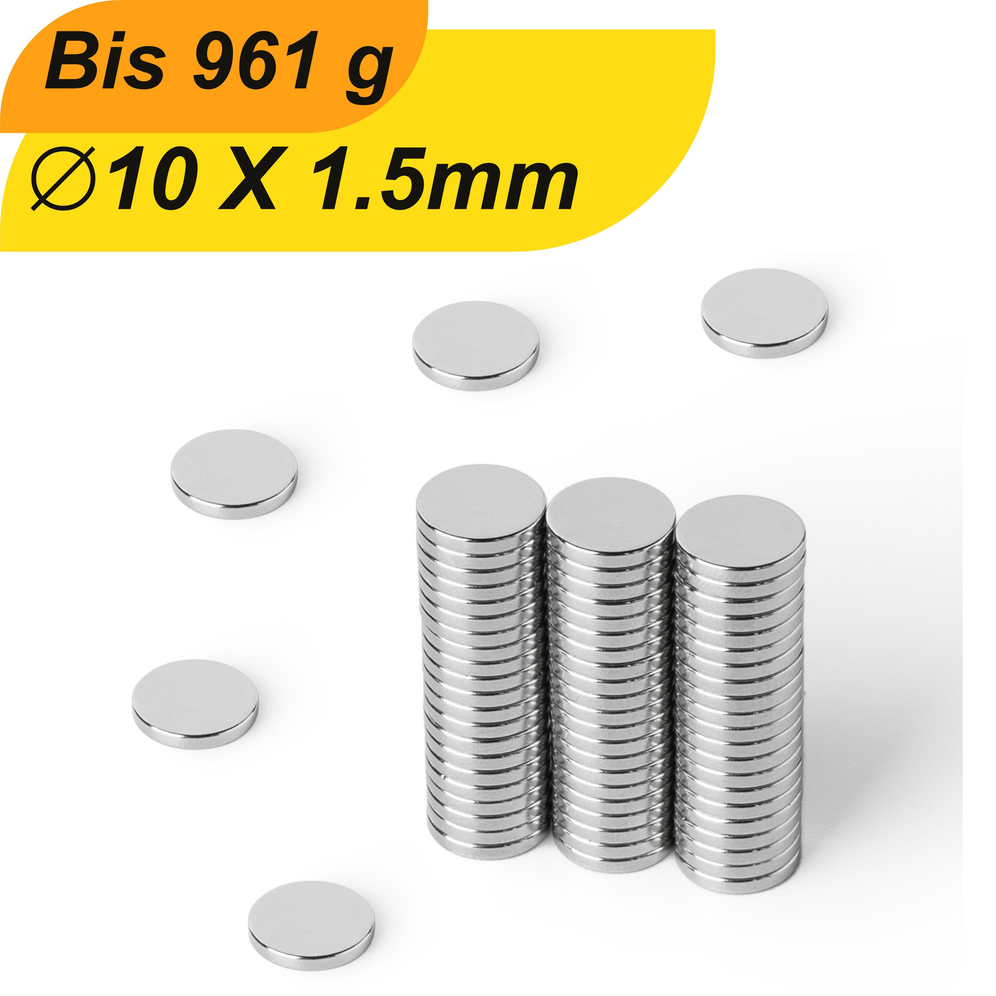 Magnet Neodym Magnet 10mm x 1.5mm Supermagnete hohe Haftkraft Scheibenmagnet