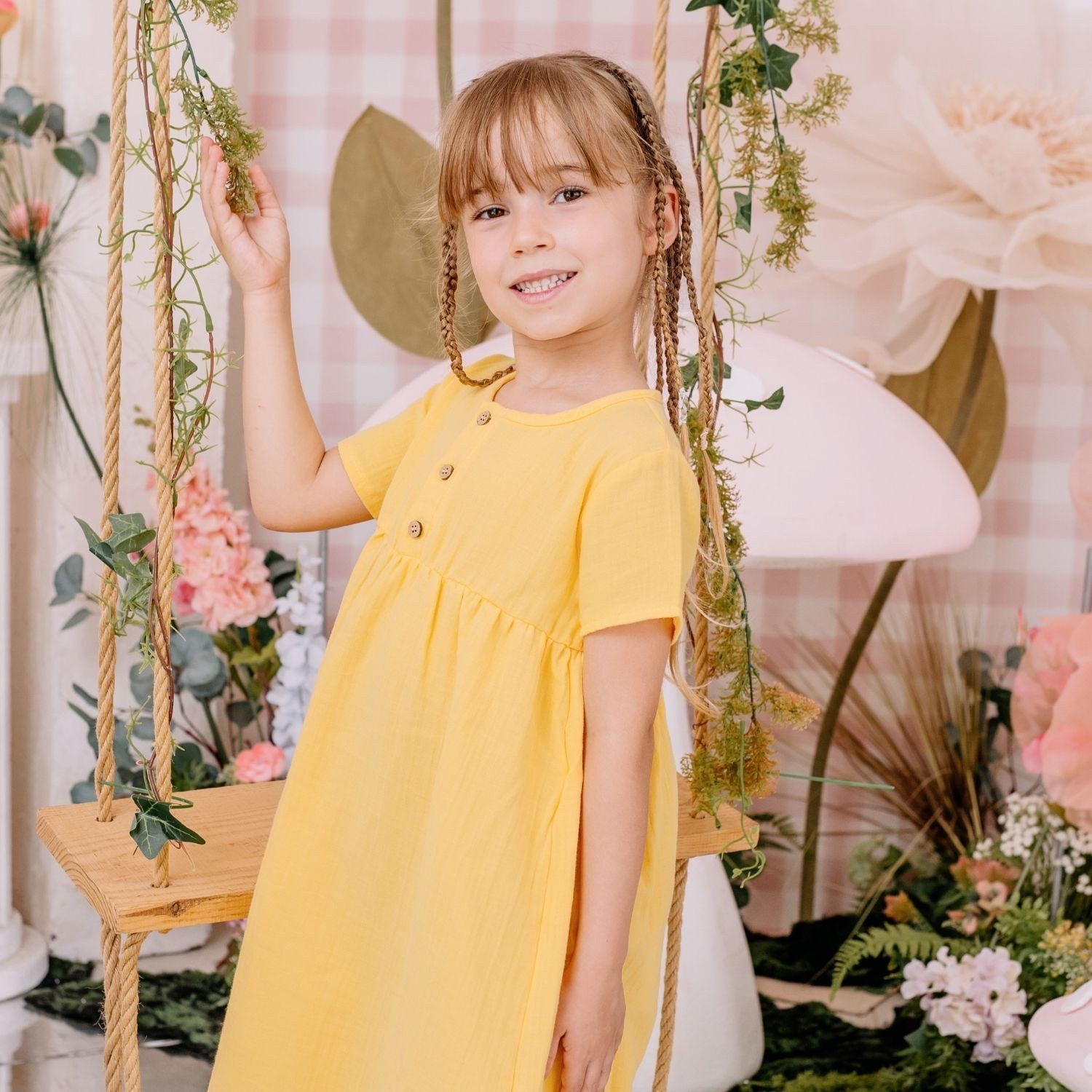 Walkiddy Sommerkleid Walkiddy Kinder Bio Baumwolle GOTS Gelb nachhaltig - Bio Baumwolle,GOTS, Kinderbekleidung,nachhaltige Klamotten,Shorts