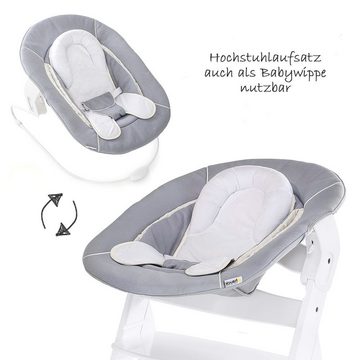 Hauck Hochstuhl Alpha Plus White Newborn Set (Set), Holz Babystuhl ab Geburt mit Aufsatz für Neugeborene höhenverstellbar