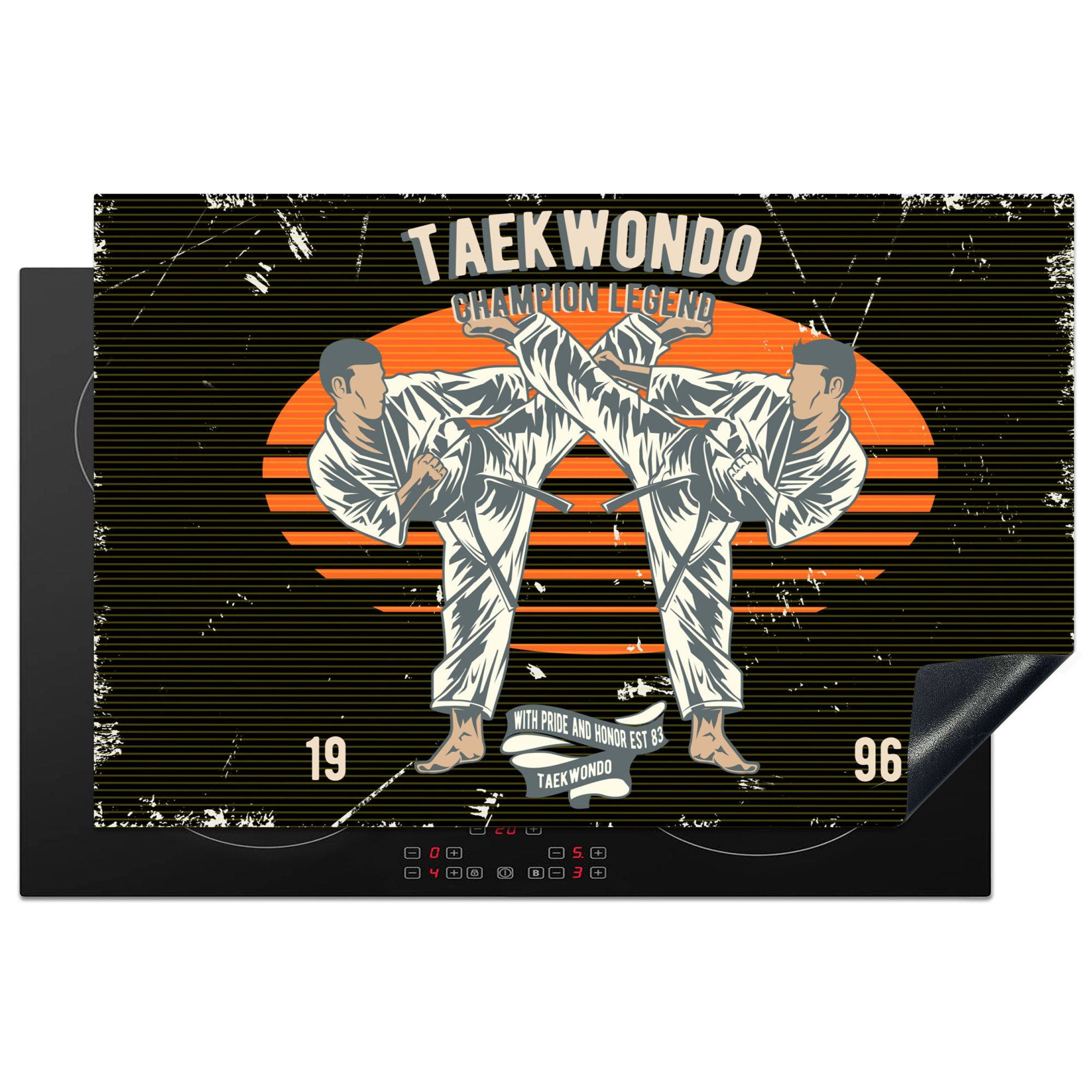 MuchoWow Herdblende-/Abdeckplatte Jahrgang - Sport - Taekwondo, Vinyl, (1 tlg), 81x52 cm, Induktionskochfeld Schutz für die küche, Ceranfeldabdeckung